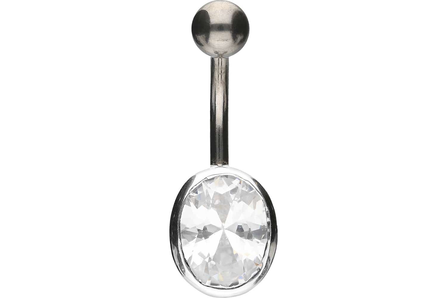 PIERCINGLINE Bauchnabelpiercing Titan Bananabell mit 925er Silber-Design GROSSER KRISTALL (Bananabells, 1-tlg)