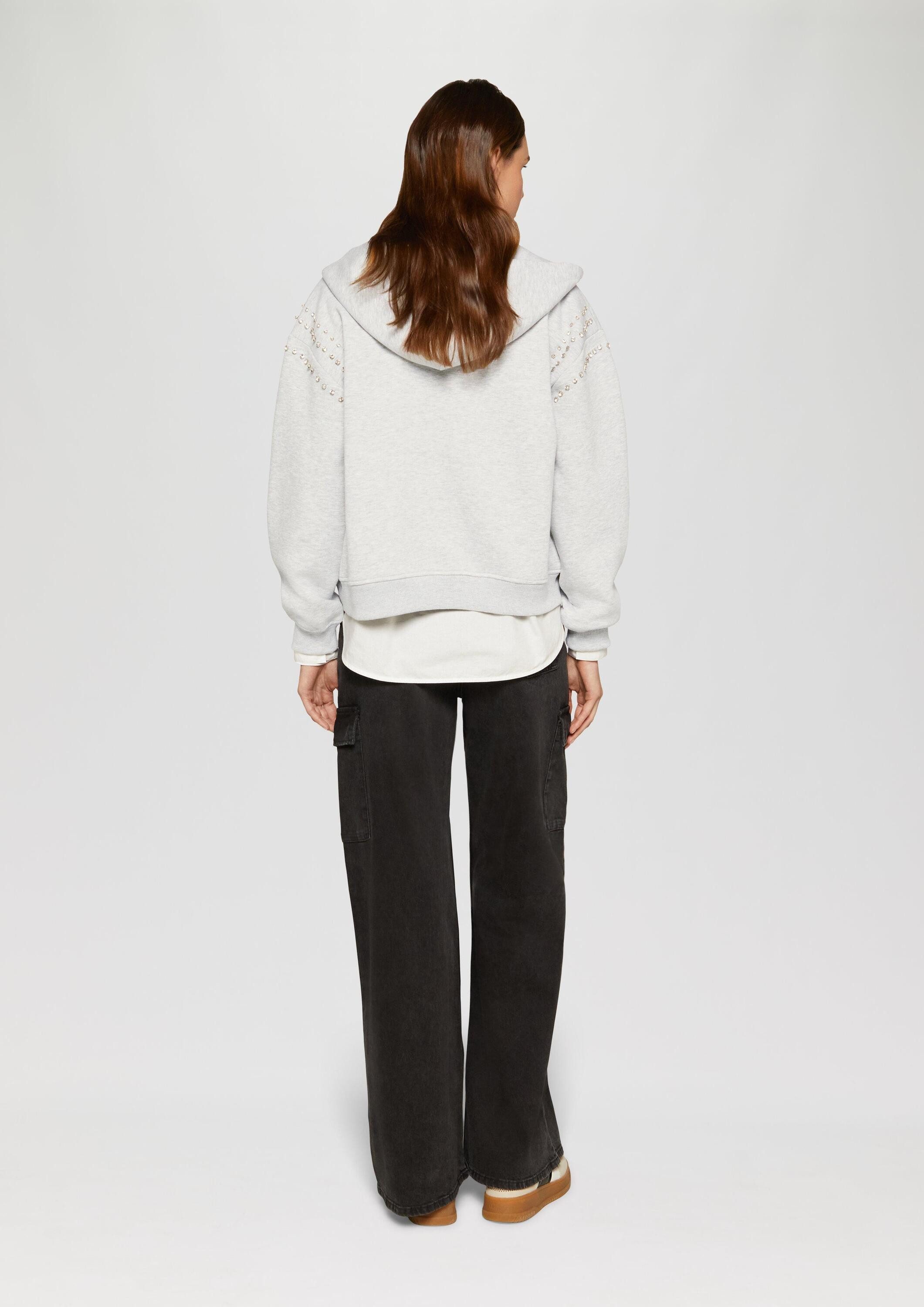 s.Oliver Sweatshirt Sweatshirt Kapuzen-Sweatshirt mit Schmucksteinen