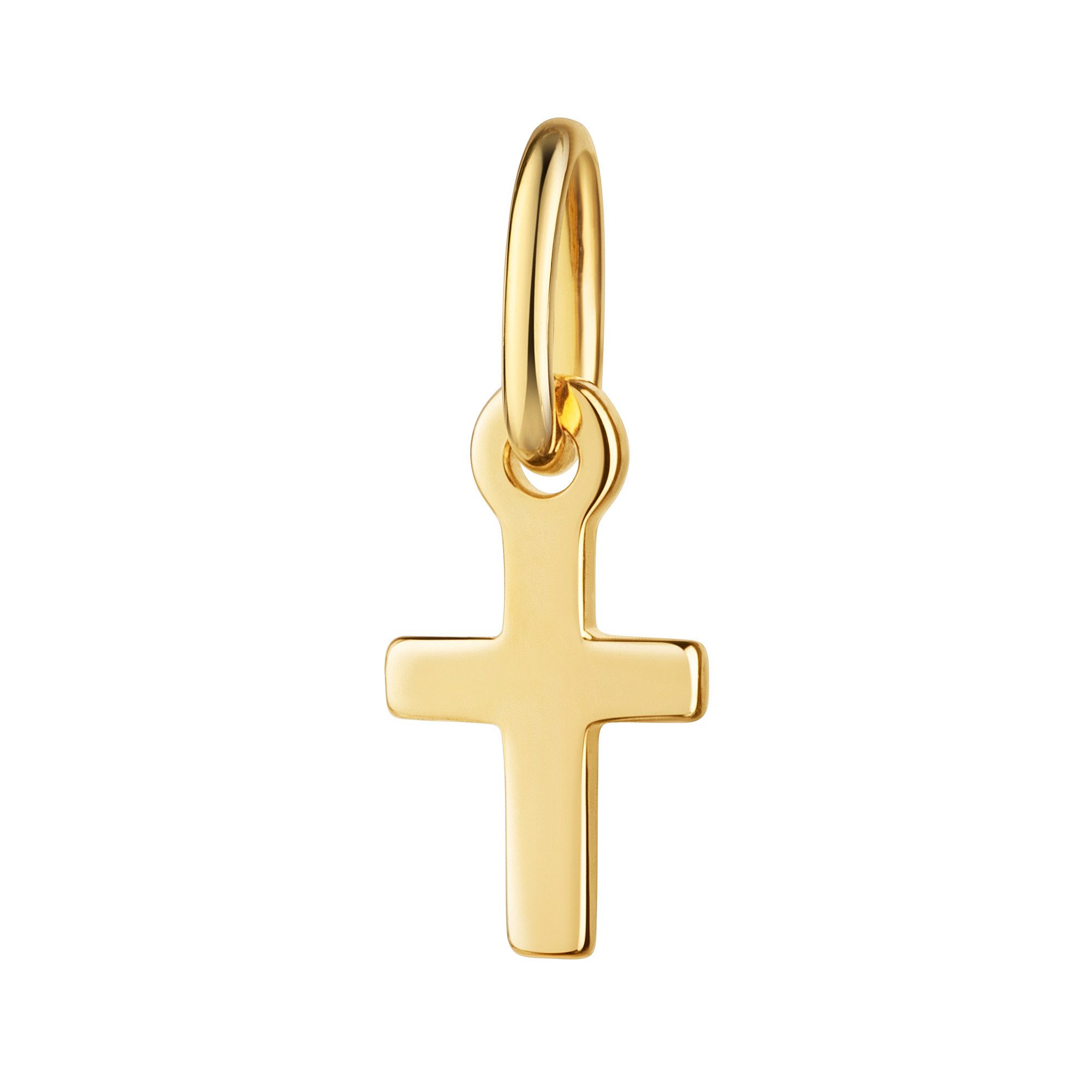 JEVELION Kreuzkette Kleiner Kreuz-Anhänger 585 Gold Taufkreuz - Made in Germany (Goldkreuz, für Damen und Kinder), Mit Kette vergoldet- Länge wählbar 36 - 70 cm oder ohne Kette.