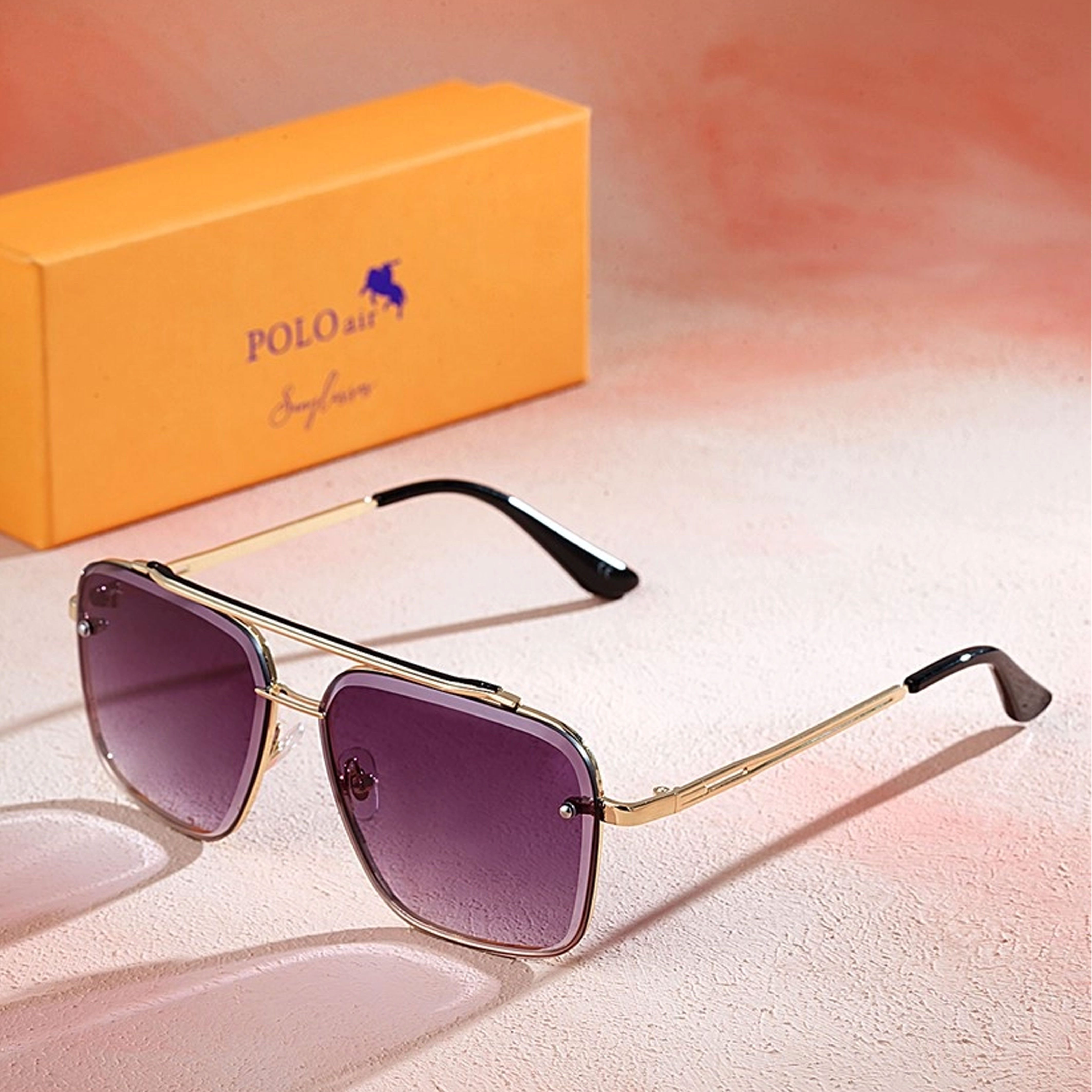 Jungengel Sonnenbrille Polo Air Unisex Retro Vintage Look UV400 Männer & Damen Rechteck (3-teiliges Set, 3-teiliges Set mit Sonnenbrille, Box und Reinigungstuch) 3x Modelle, Metallrahmen, Stylische Sonnenbrille