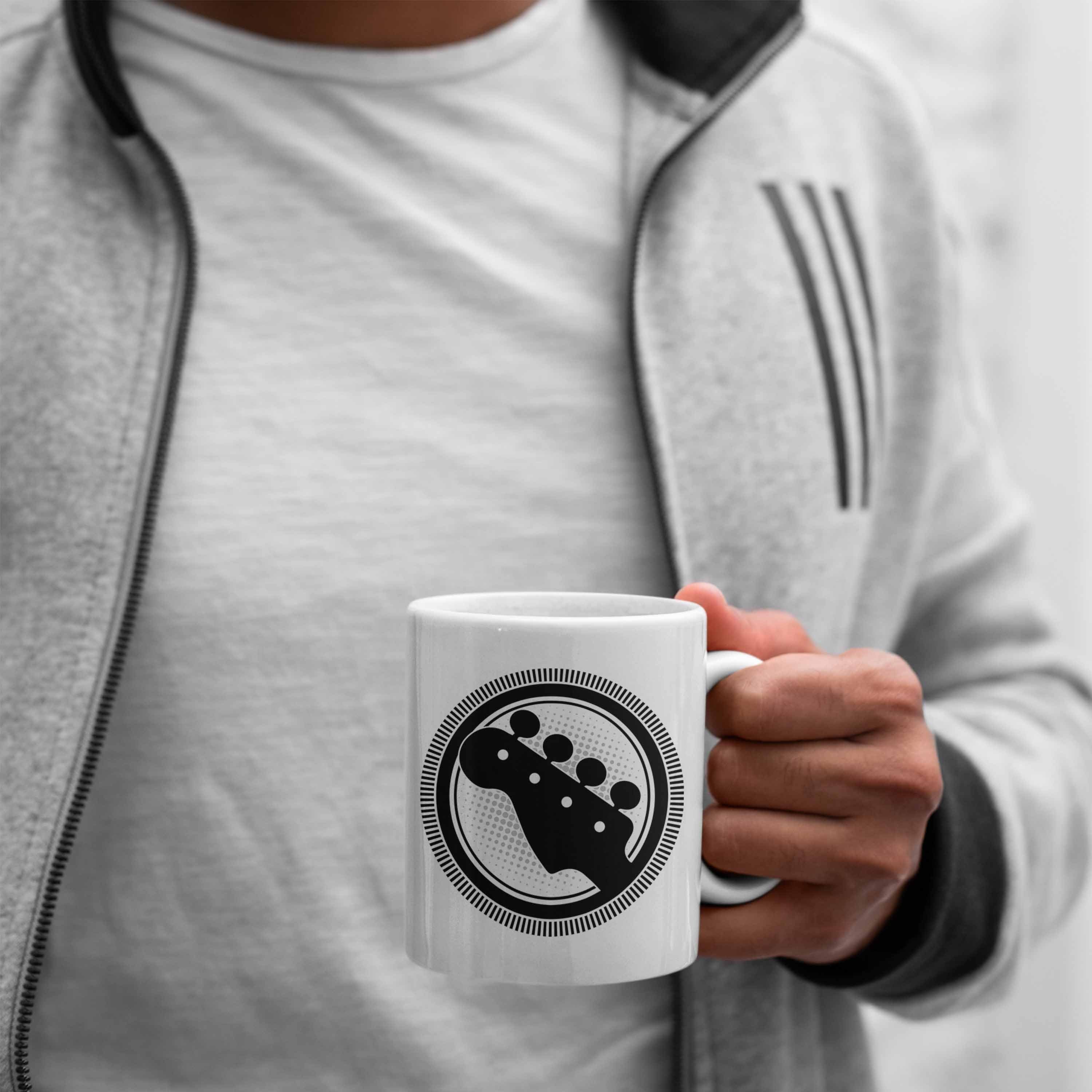 Tasse Gitarre Kaffee-Bech Gitarrenspieler Geschenk Spruch Tasse Trendation Geschenkidee Weiss