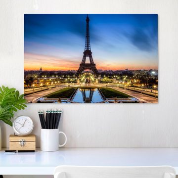 wandmotiv24 Leinwandbild Eiffelturm bei Nacht Frankreich, Städte (1 St), Wandbild, Wanddeko, Leinwandbilder in versch. Größen