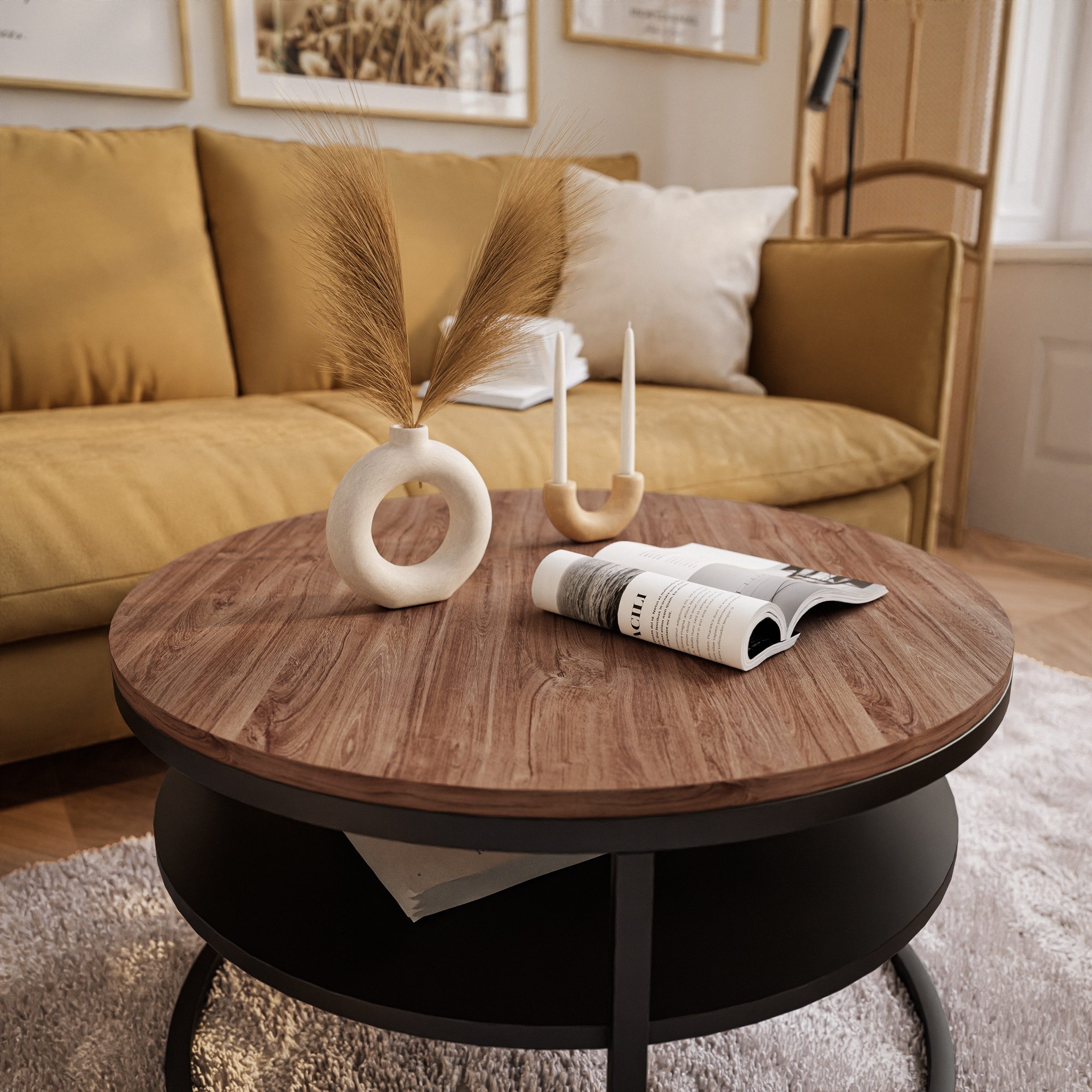 Lookway Couchtisch CIRI LOFT mit Ablage (1 Tisch), Durchmesser: 70 cm, Höhe: 49 cm – Bild 4 von 5