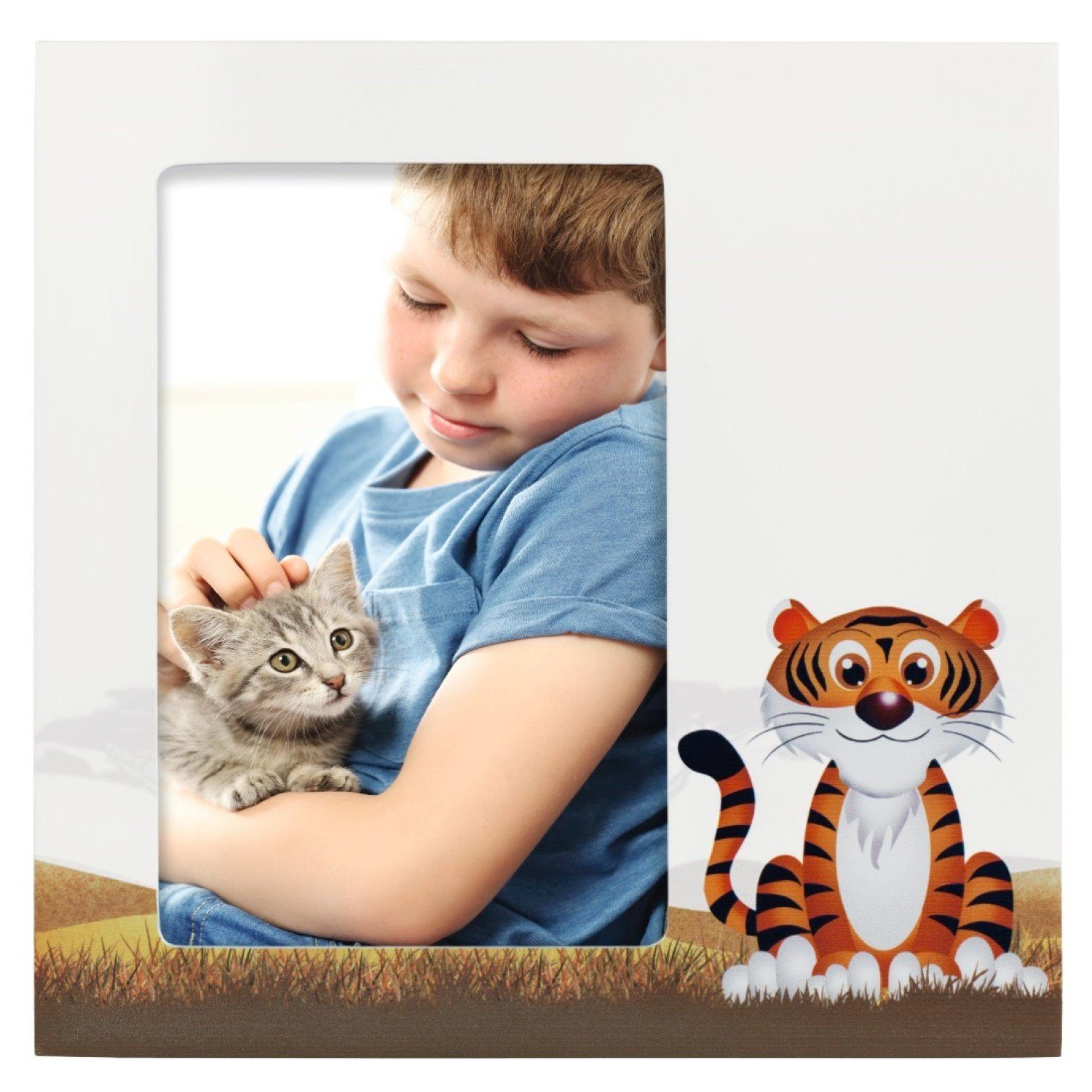 Hama Bilderrahmen Kinder Bilderrahmen Tiger Liam 10x15cm, (einzeln), MDF-Rahmen, Aufhänger und Aufsteller, 10x15cm, Rahmen für Kinderzimmer