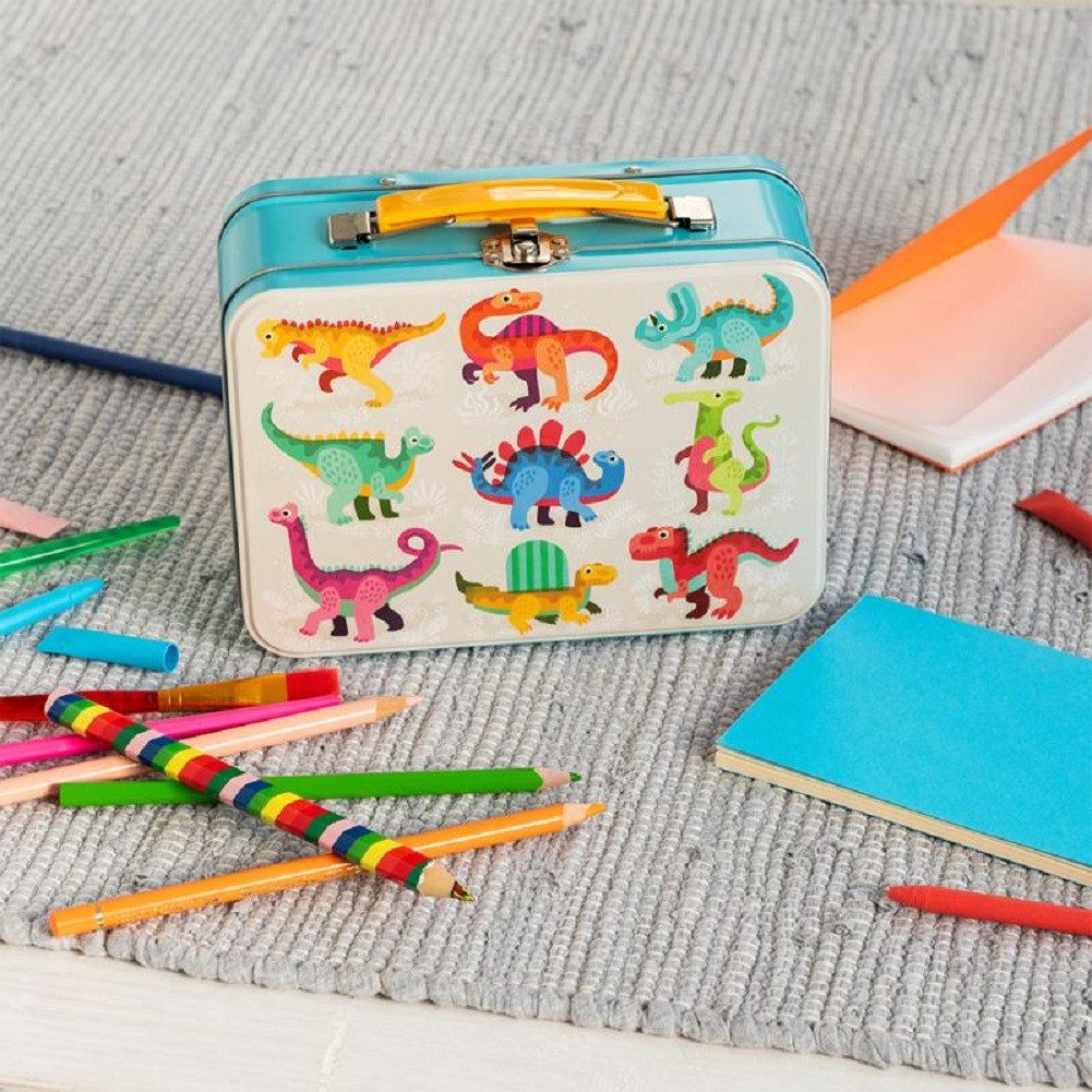 Rex London Spielzeugtruhe Metallköfferchen Dinosaurier für Kinder ab 3 Jahre Metall Box (ca. 19 x 8 x 13,5 cm, 1 St., Inklusive Verschluss zum Sichern des Deckels), perfekt zur Aufbewahrung von kleinem Spielzeug
