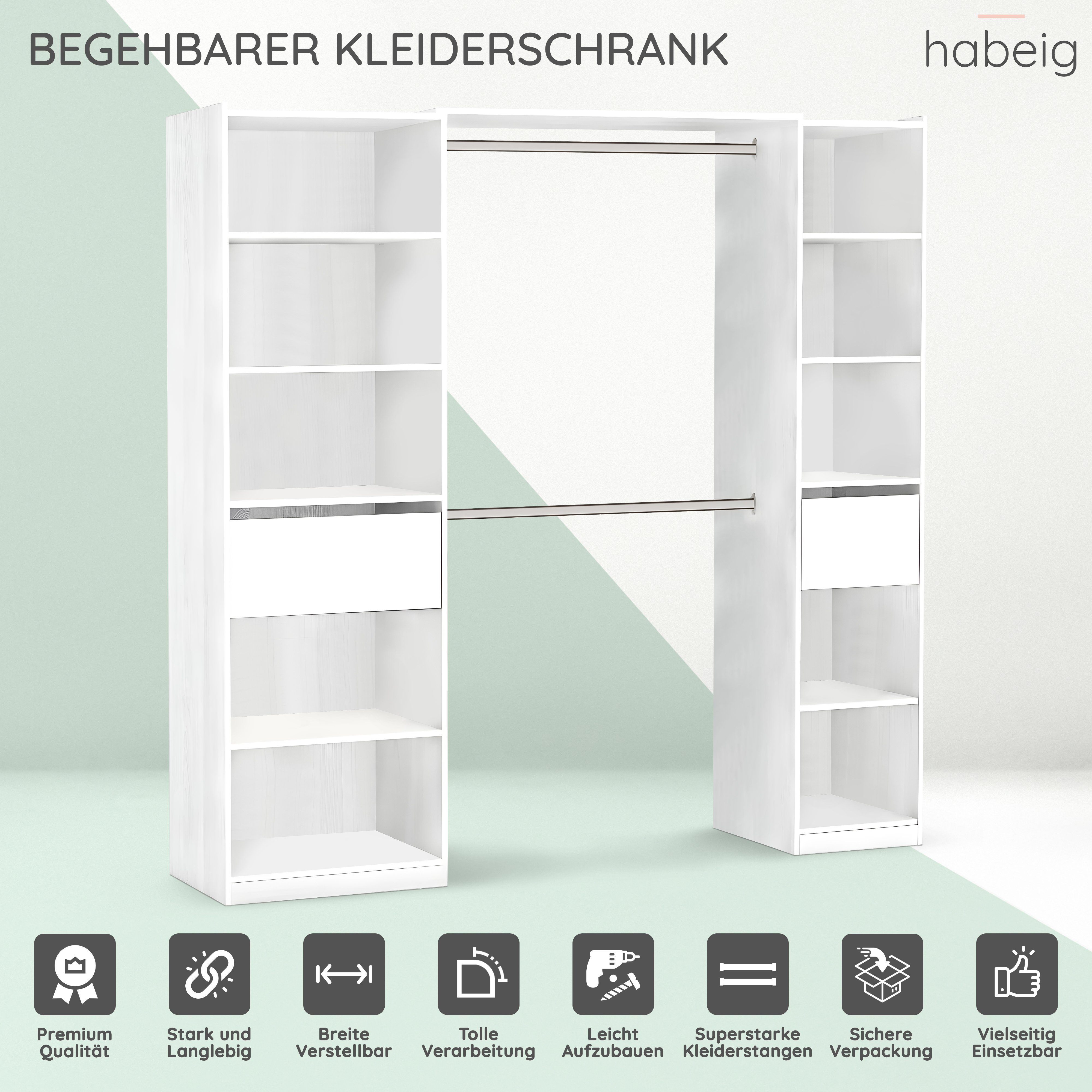 habeig Kleiderschrank Begehbarer Kleiderschrank 5077 in günstig online kaufen