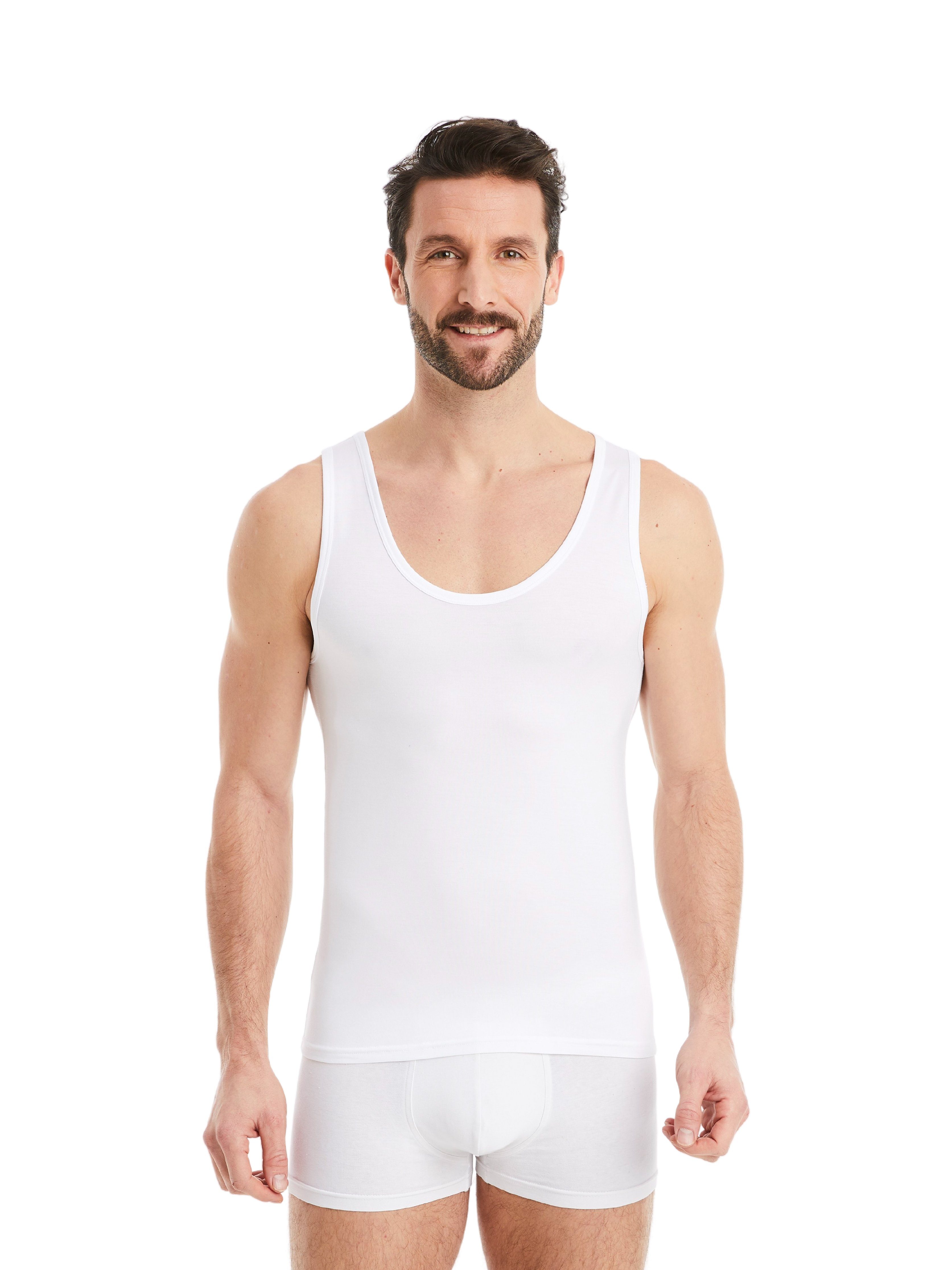 FINN Design Achselhemd Business Unterhemd Tank-Top Herren feiner Micro-Modal Stoff, maximaler Tragekomfort Weiß