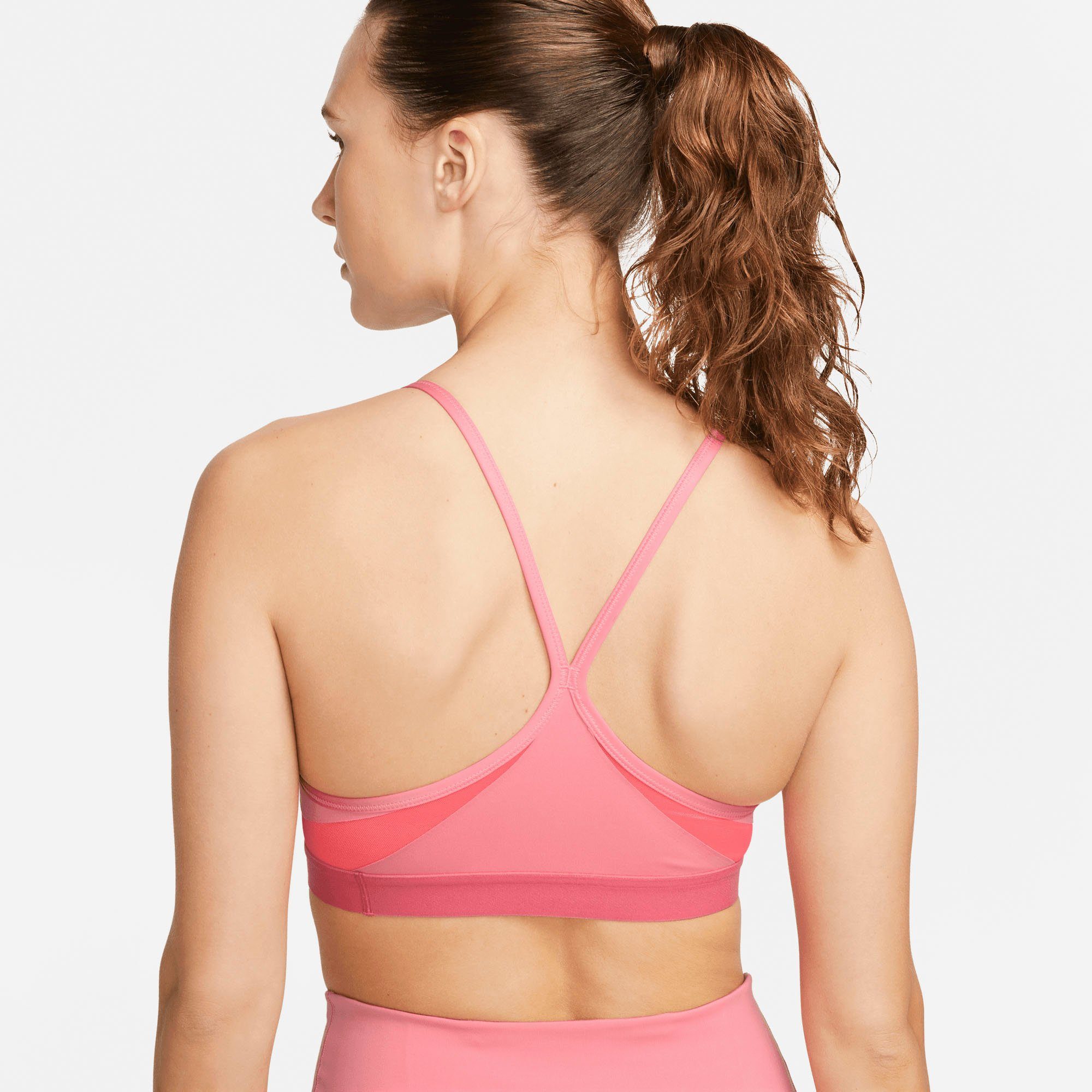 Sport-BH INDY BRA Nike SPORTS CORAL/WHITE PADDED WOMEN'S V-NECK PUNCH/SEA CHALK/HOT CORAL LIGHT-SUPPORT