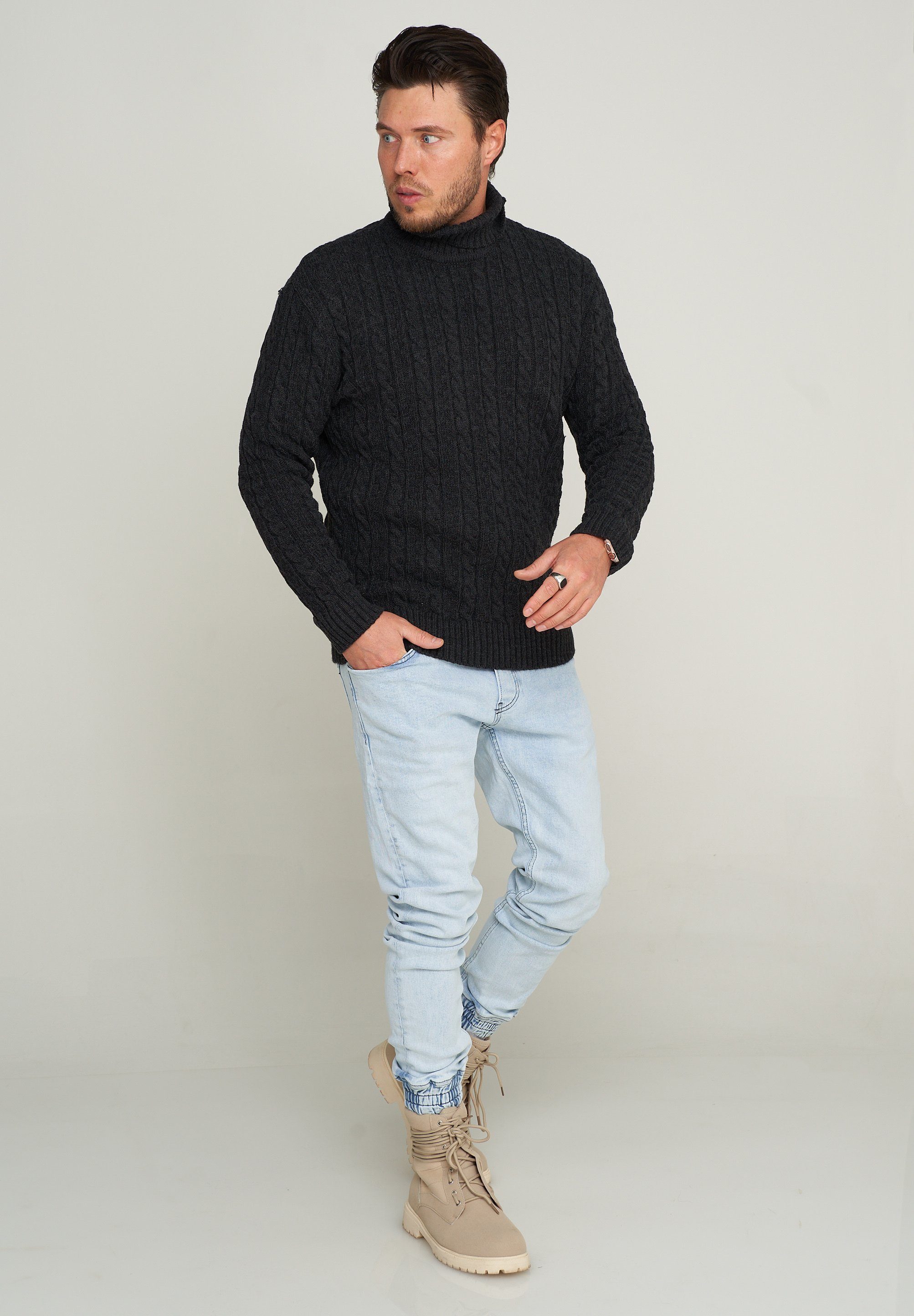 CARISMA Rollkragenpullover CRMUS Grobstrick Zopf-Muster