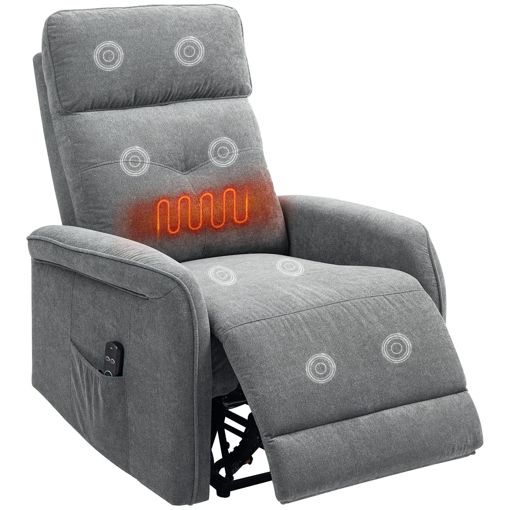 HOMCOM Massagesessel mit Liegefunktion, Heizung, USB, günstig online kaufen