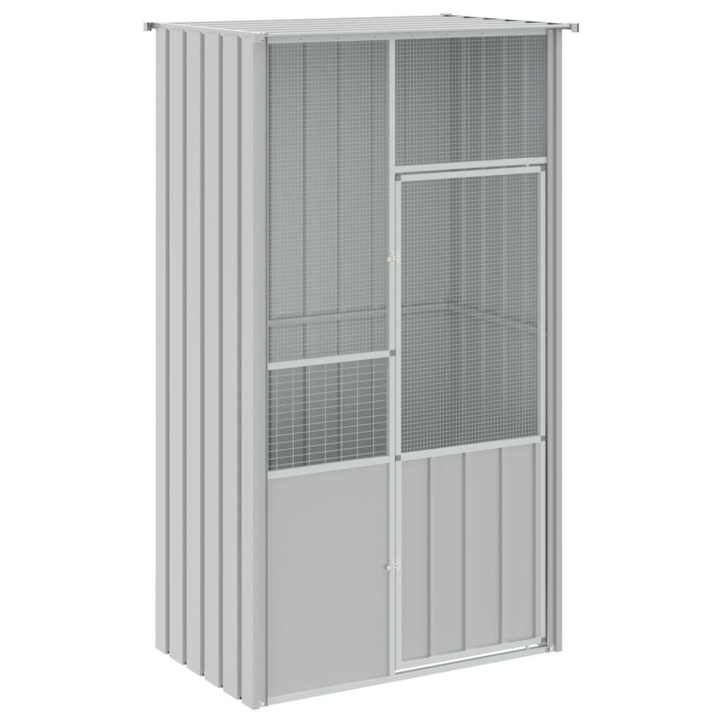 vidaXL Voliere 115 x 78 x 200 cm Voliere Grau 115x78x200 cm Verzinkter Stahl Vogel Kä