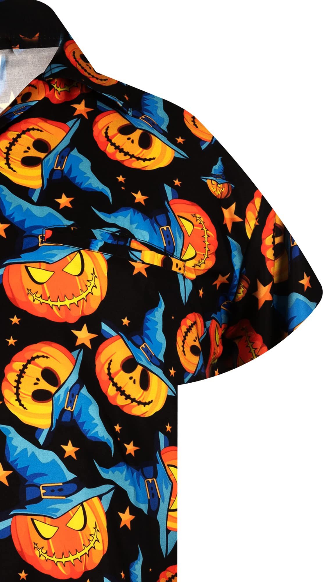 King Kameha Hawaiihemd Halloween Pumpkin Hat Hawaii-Hemd Kurzarm Front-Tasche Unisex