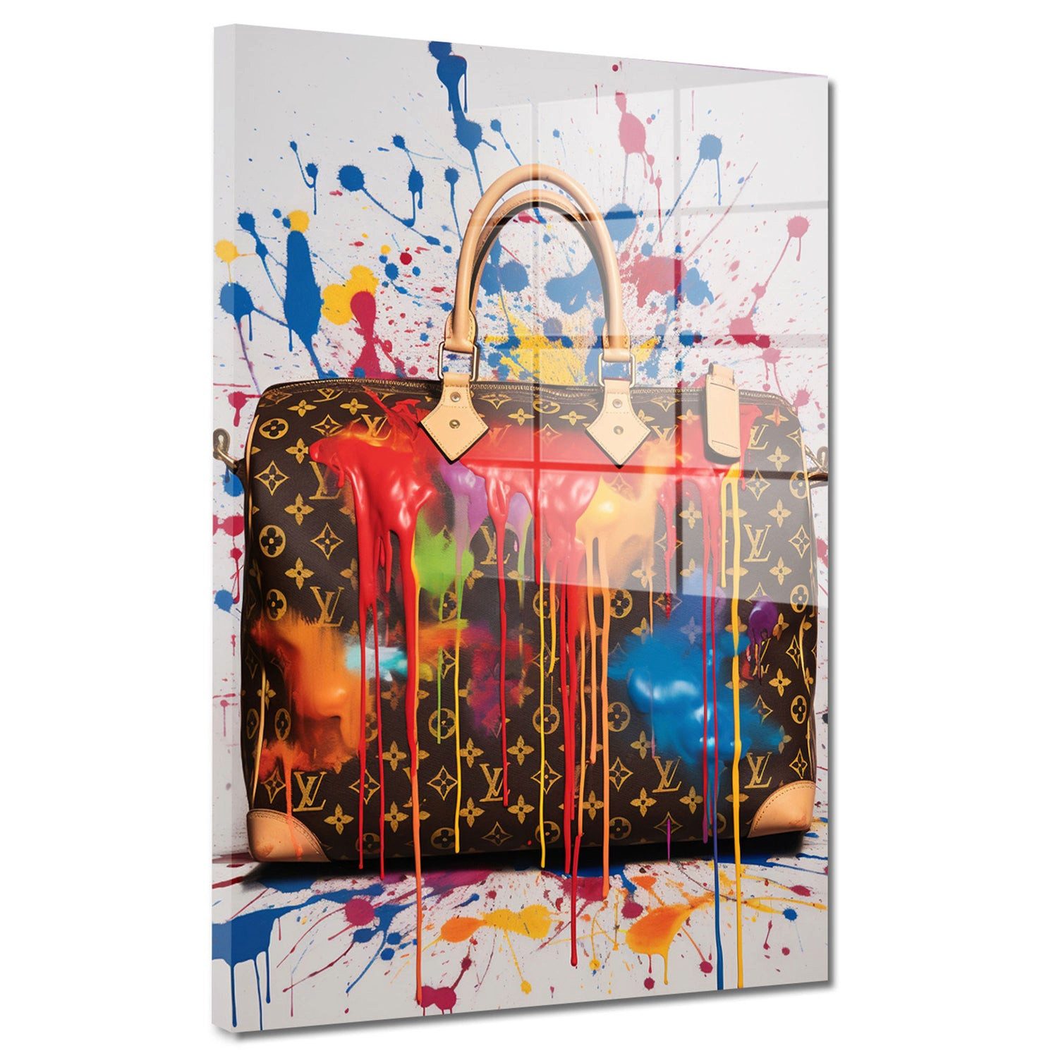 Acrylglasbild Tasche Luxus Pop Art Splash Edition Acrylglas Wandbild Bild Wanddeko W