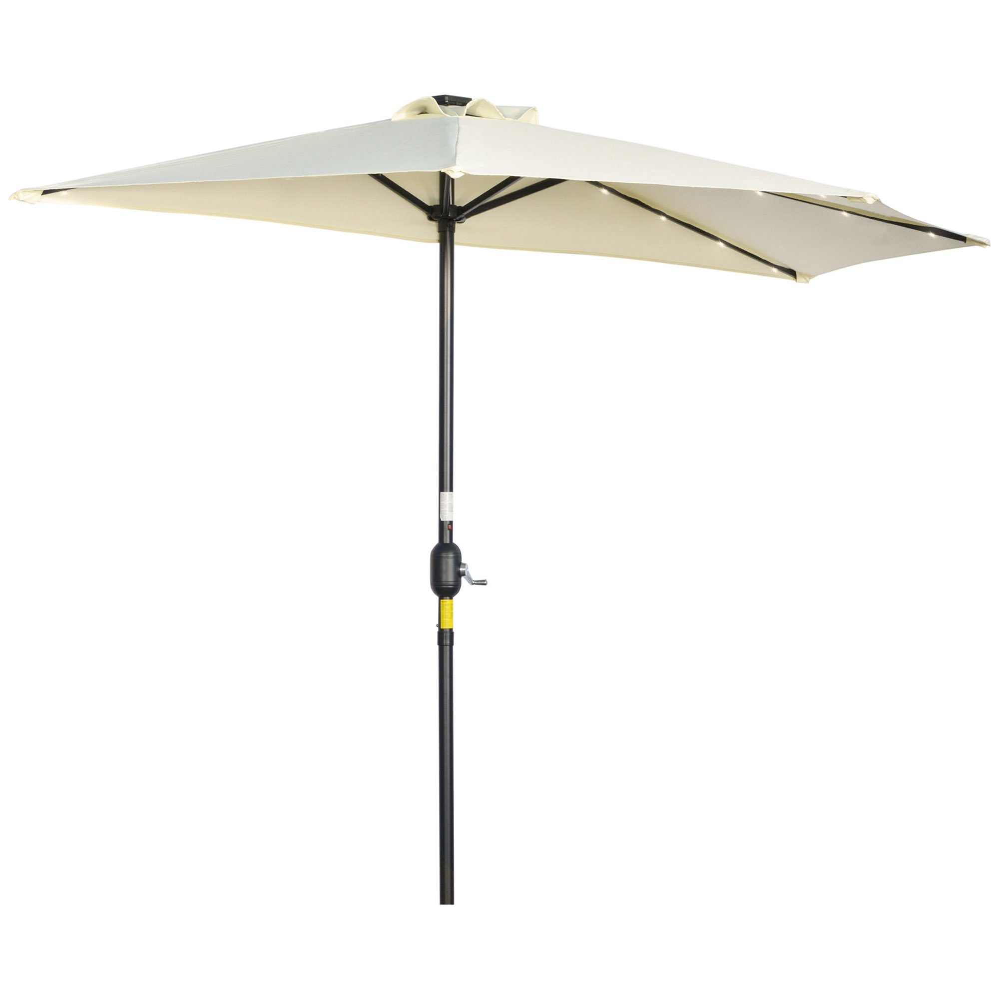 Outsunny Sonnenschirm mit LED, Halbrunder, Terrassenschirm günstig online kaufen