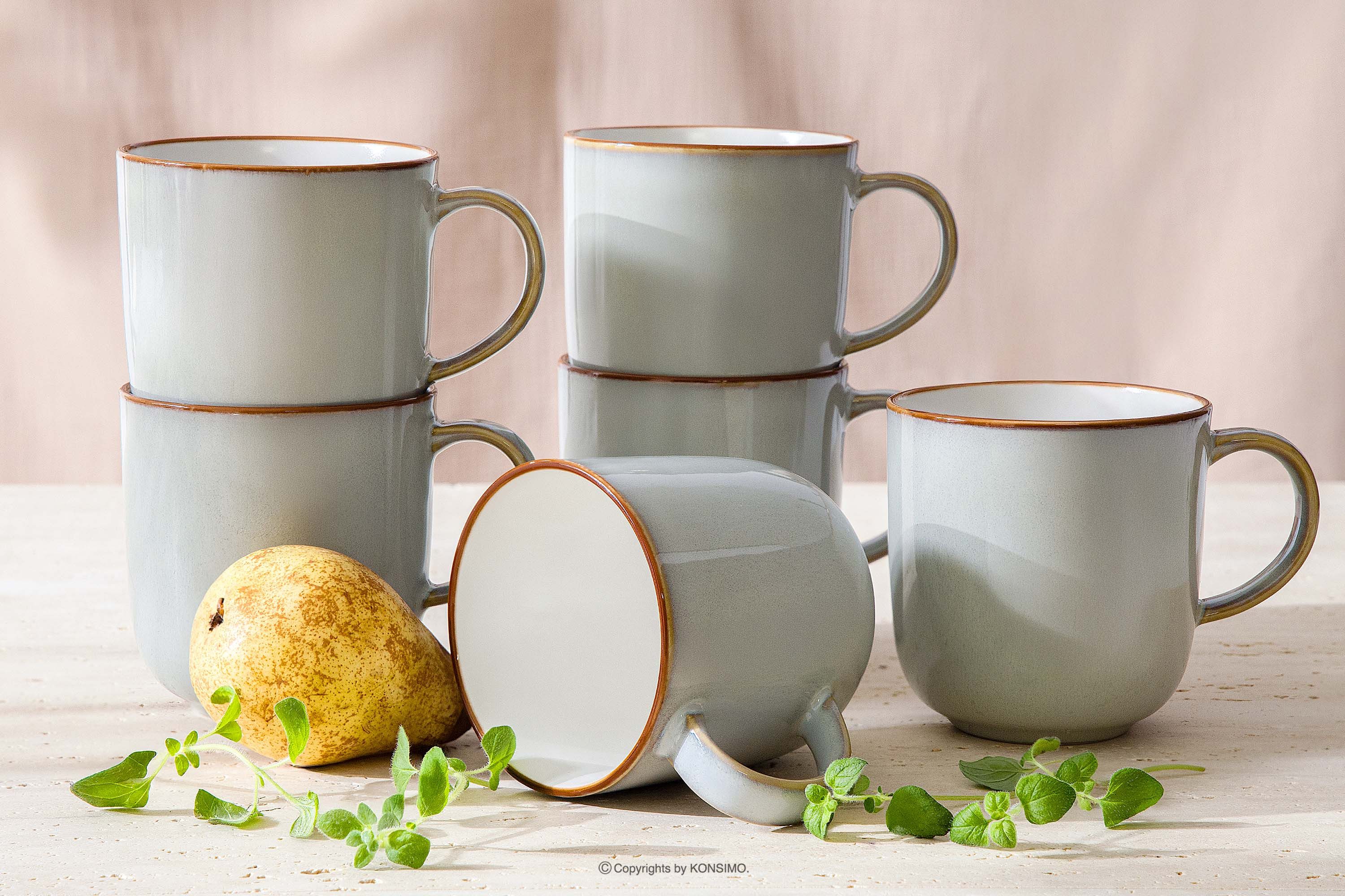 Ritzenhoff & Breker Tasse RITZENHOFF & BREKER PORTOFINO Tassen-Set, Modern, KONSIMO, 6-tlg., Steinzeug, jedes Stück ein Unikat, spülmaschinengeeignet, mikrowellengeeignet