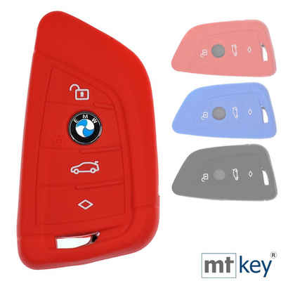 mt-key Schlüsseltasche Autoschlüssel Softcase Silikon Schutzhülle Rot, für BMW X5 F15 X6 F16 2er F45 F46 X1 F48 3 Tasten KEYLESS SMARTKEY