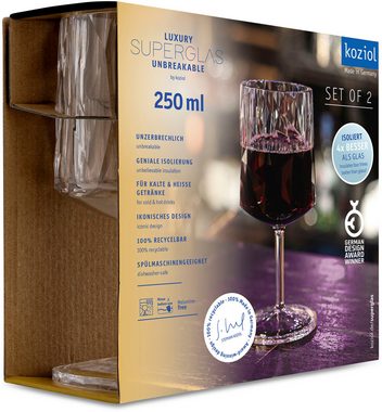 KOZIOL Weinglas Superglas CLUB No. 21, Kunststoff, spülmaschinengeeignet, melaminfrei, 250 ml, 2-teilig