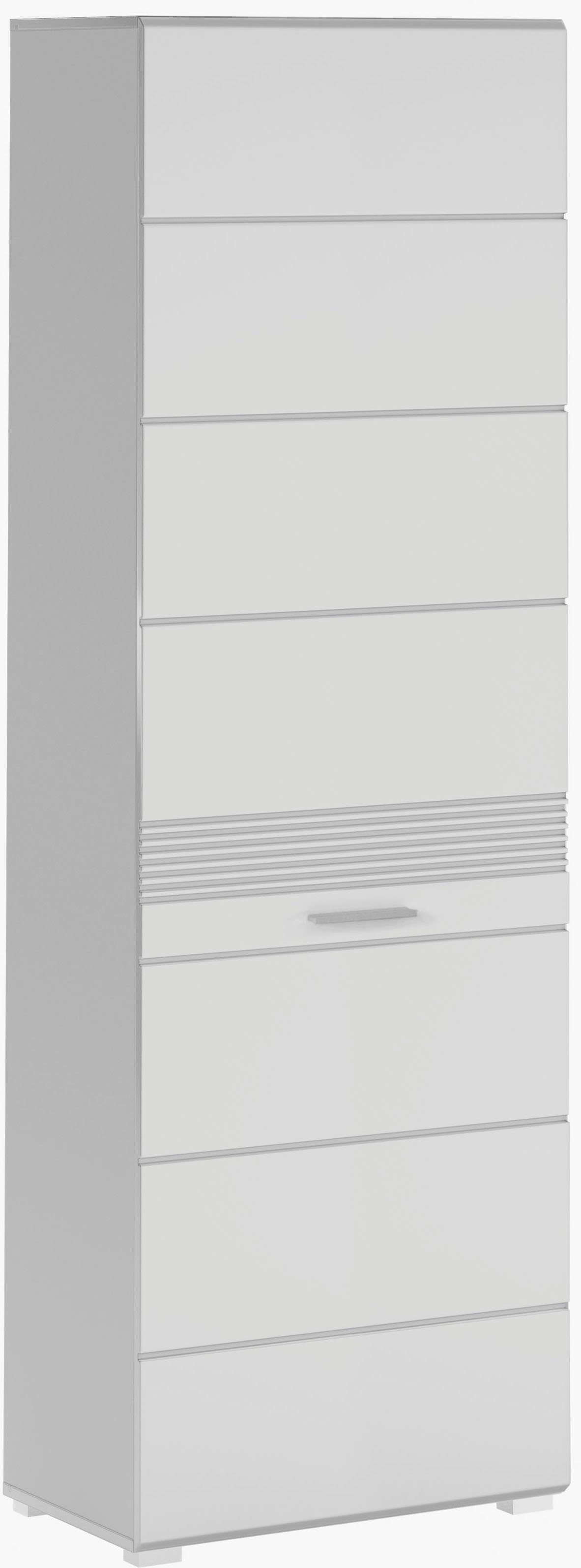 Home affaire Garderobenschrank Malmö, Höhe 190 cm, 1 Tür, 3 Einlegeböden, 1 Kleiderstange Türanschlag wechselbar, hochwertige MDF Front mit Rillenfräsung