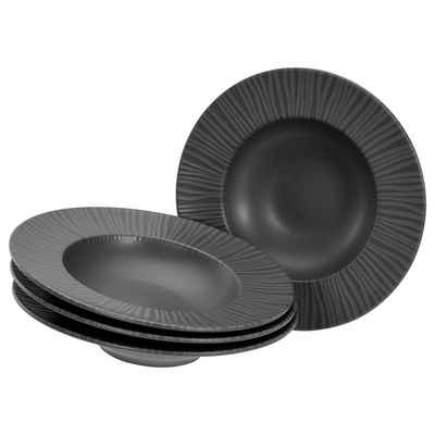 CreaTable Tafelservice, 21820, Serie Vesuvio black, 4-teiliges Geschirrset, Teller Set aus S (4-tlg), 4 Personen, Steinzeug