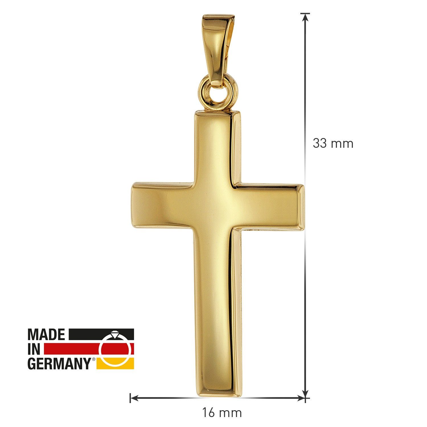 mm Karat / 585 Kreuz- Kreuzanhänger 14 26 Gold trendor