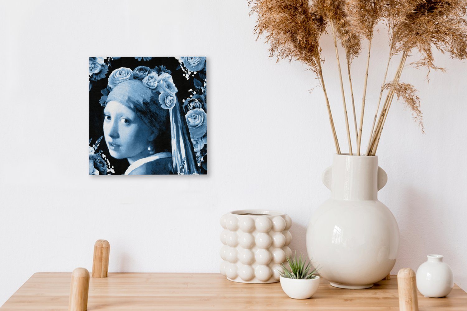 Blau, Wohnzimmer Rosen St), Schlafzimmer (1 - OneMillionCanvasses® für Bilder Gemälde mit Mädchen Leinwand - einem Perlenohrring