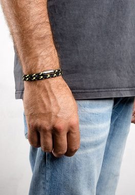 Akitsune Armband Mare Nylon Bracelet Mattsilber - Schwarz-Gelb 20 cm
