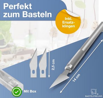 Bastelfreund® Messerklinge Scalpel Knife Skalpell inkl. 10x Ersatzklingen Bastel- & Schnitzmesser (1-St., inkl. 10 Ersatzklingen), mit Aufbewahrungsbox