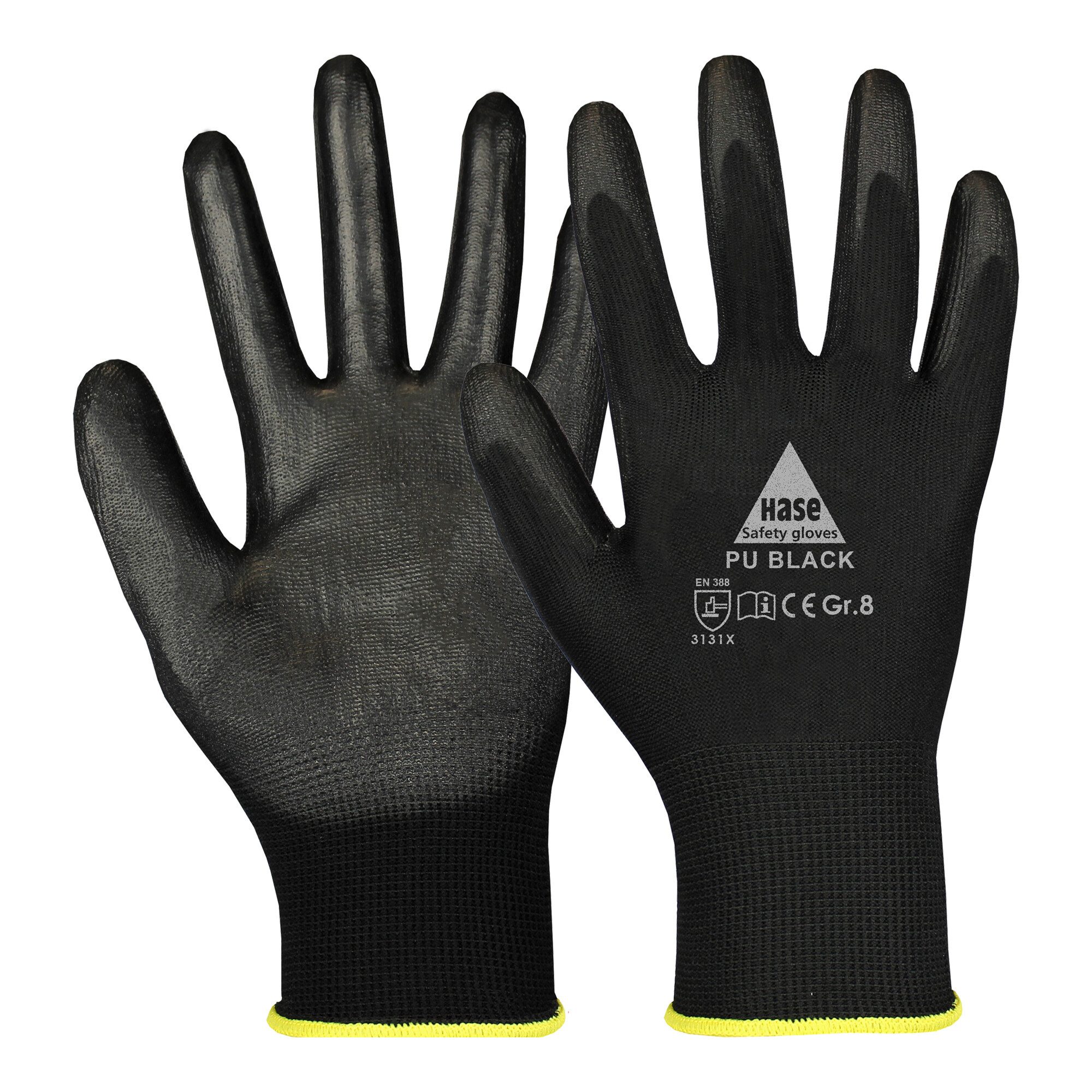 Hase Universal Hase Montagehandschuhe Schwarz Größe 8, Polyester 10 Stk