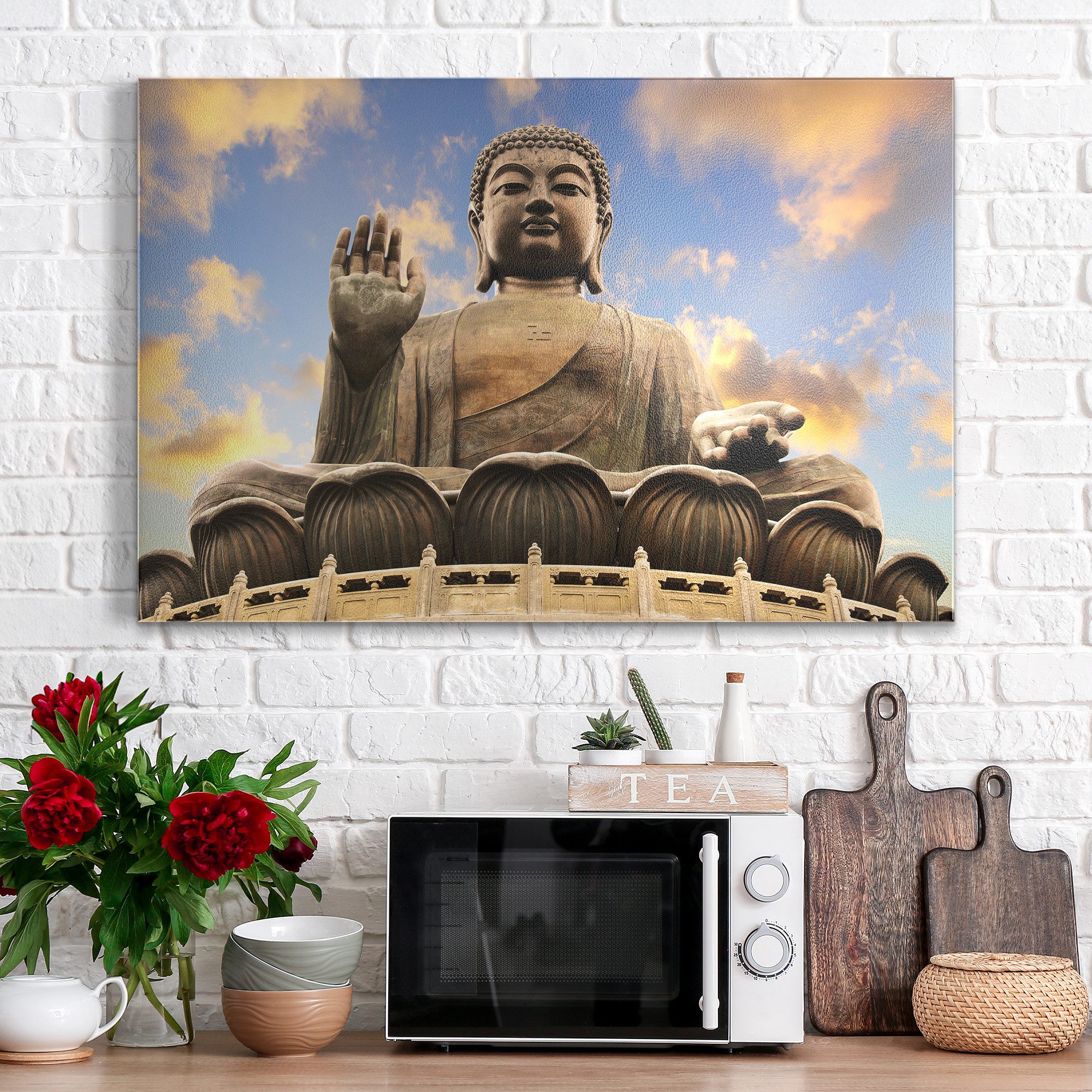 DEQORI Magnettafel 'Buddha über Hongkong', Metall Whiteboard für alle Magnete, Magnetboard magnetisch