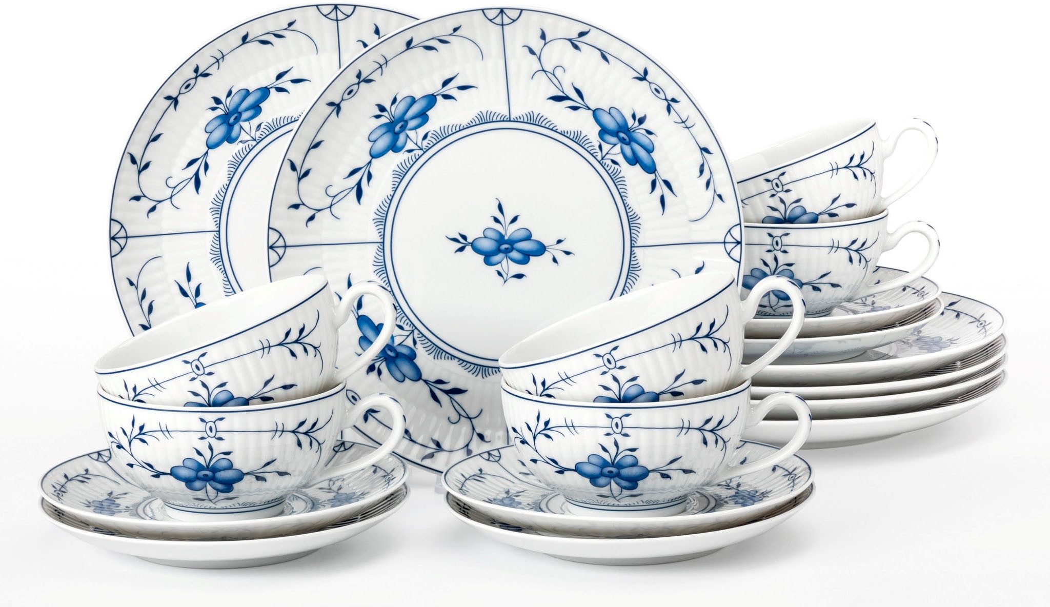 Seltmann Weiden Чайный сервиз Geschirr-Set, 18 Teile, Amina Strohblume, groß (18-tlg), 6 Personen, Porzellan, Stäbchenrelief, die Strohblume, Blütenmotiv