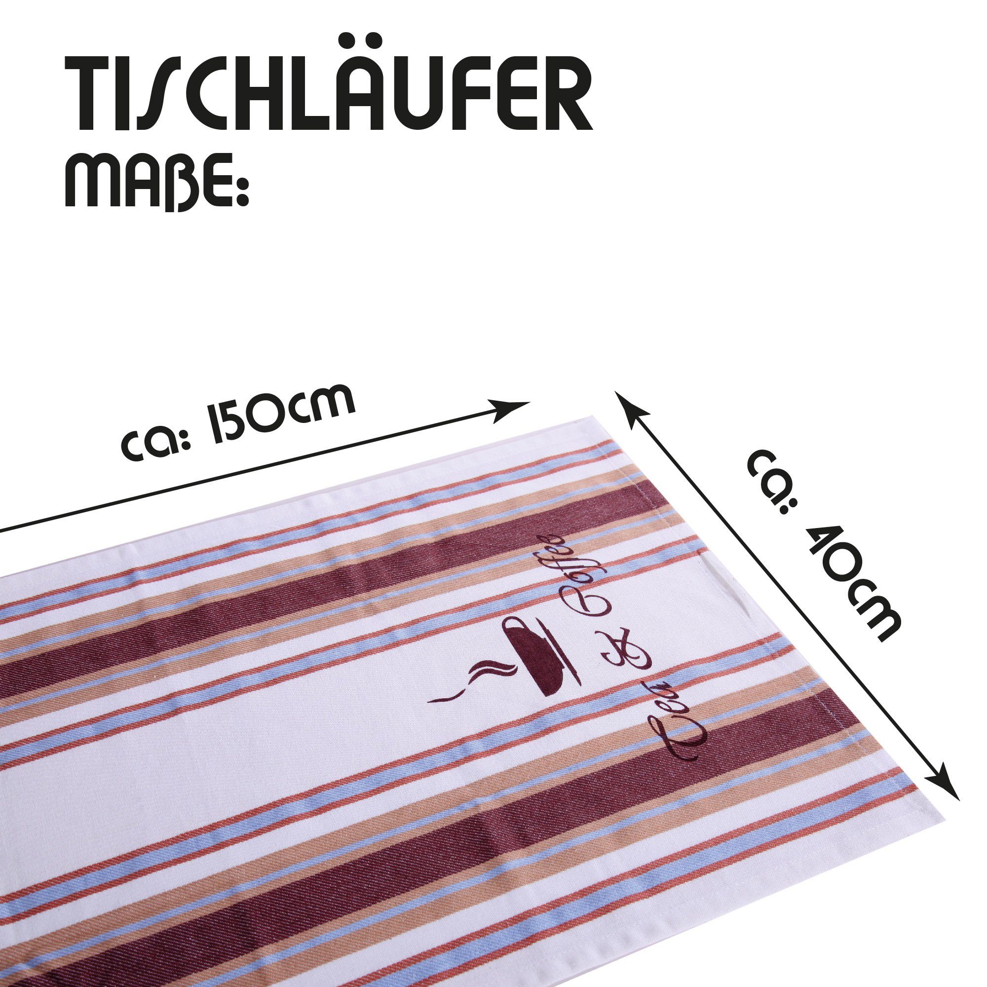 Tischbänder -2 06579 Tischdecken Tischdeko Baumwolldecken 1-tlg, Bestlivings Mitteldecken tlg), (Set Tischläufer - Braun