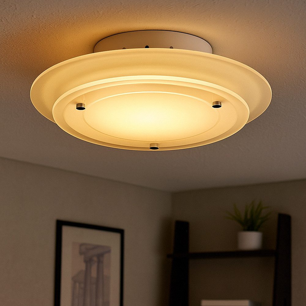Esto LED Deckenleuchte, Leuchtmittel nicht inklusive, Deckenleuchte Deckenlampe Beleuchtung rund Metall Glas Lampe