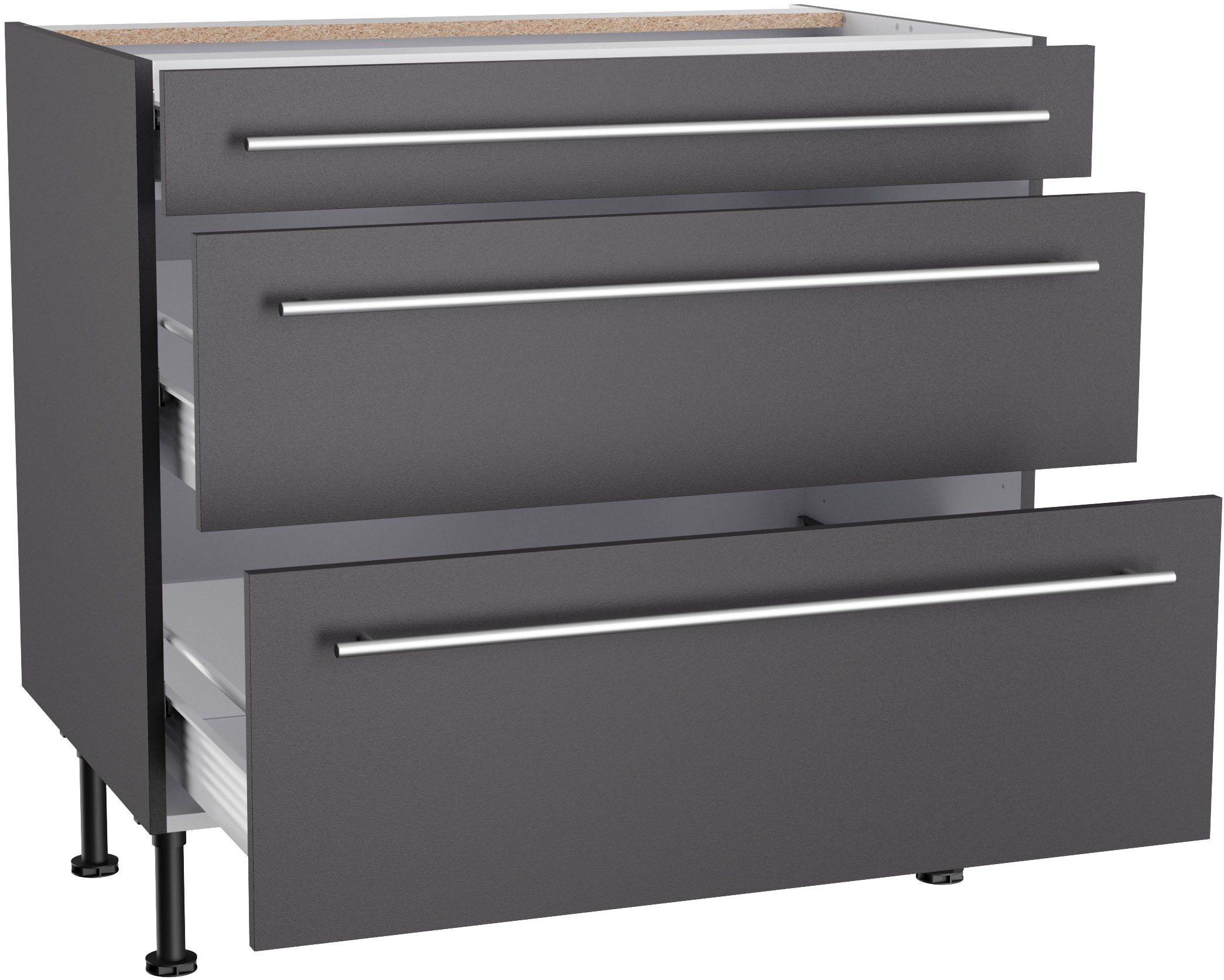 KOCHSTATION Unterschrank KS-Bern2 Breite 90 cm, 1 Schubkasten, 2 Auszüge – Bild 3 von 5