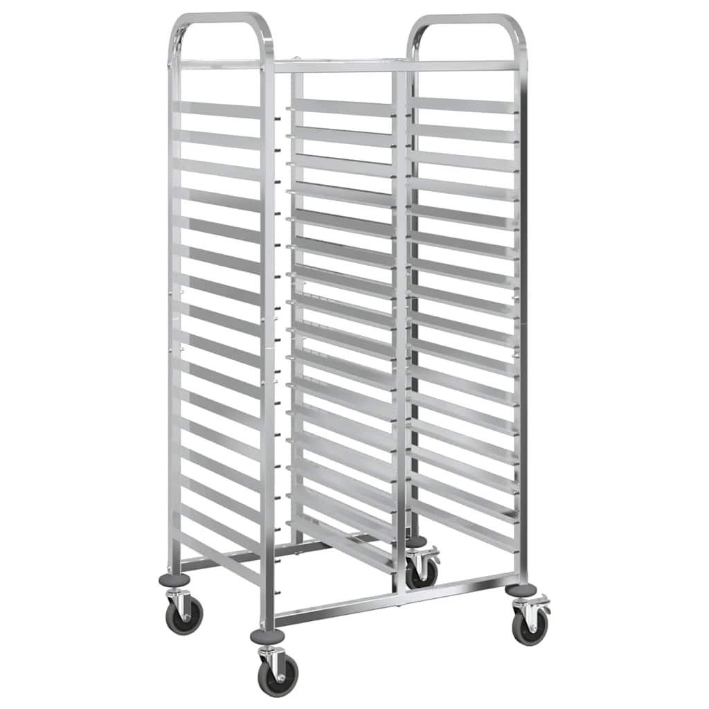 vidaXL Küchenwagen Tablettwagen mit 32 GN-Behältern 75x55x162,5 cm Edelstahl