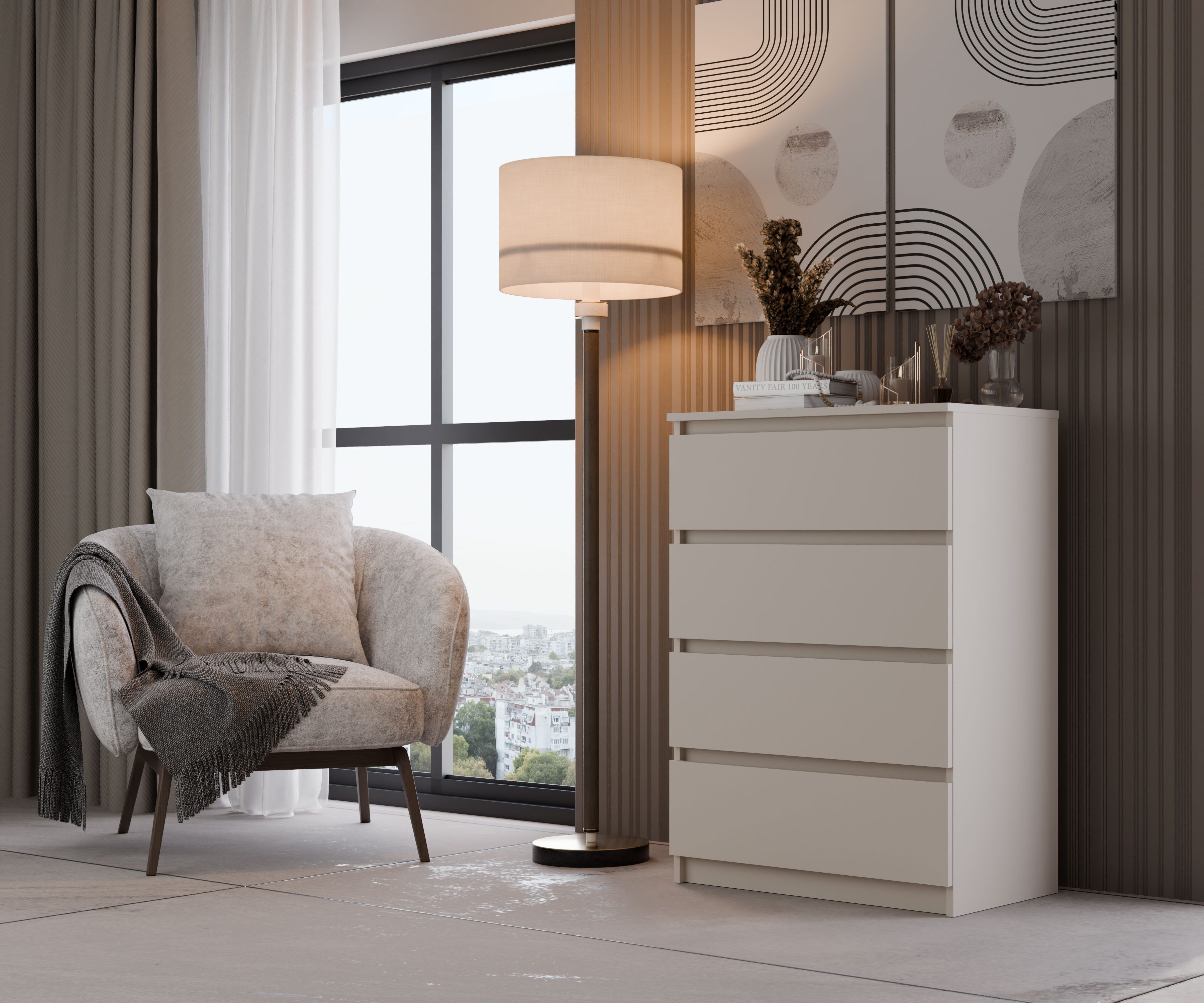 Raumhirsch Furniture Kommode Sideboard 70 cm breit (Maße 40 x 70 x 97 cm, 4 Schubladen), verschiedene Farben – Bild 4 von 4