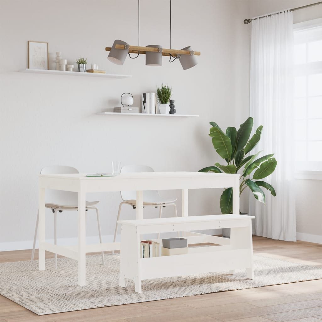 furnicato Truhenbank Flurbank aus massivem Kiefernholz Weiß 100 x 28 x 45 cm, Stabile Sitzbank mit Ablage für Schuhe und Bücher im Eingangsbereich