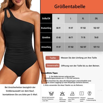 B.X Monokini Damen One-Shoulder-Einteiler-Badeanzug, Badeanzüge mit Bauchkontrolle Sexy einfarbiger,rückenfreier,einzelner Schultergurt enger Badeanzug
