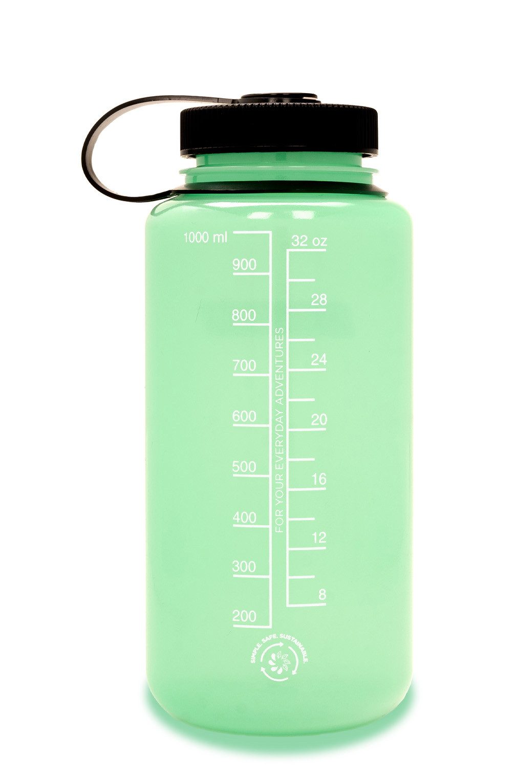 Nalgene Trinkflasche Trinkflasche für Sport- und Outdoor, 1 Liter, nachtleuchtend, kompatibel mit vielen Wasserfiltern
