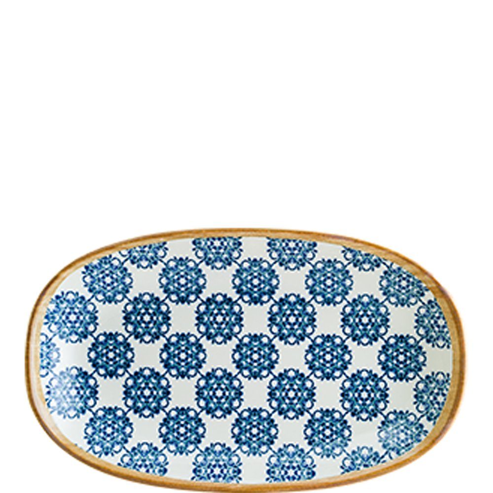 Bonna Servierplatte Lotus, Premium Porzellan, Gourmet Platte oval Premium Porzellan Blau 1 Stück | Servierplatten