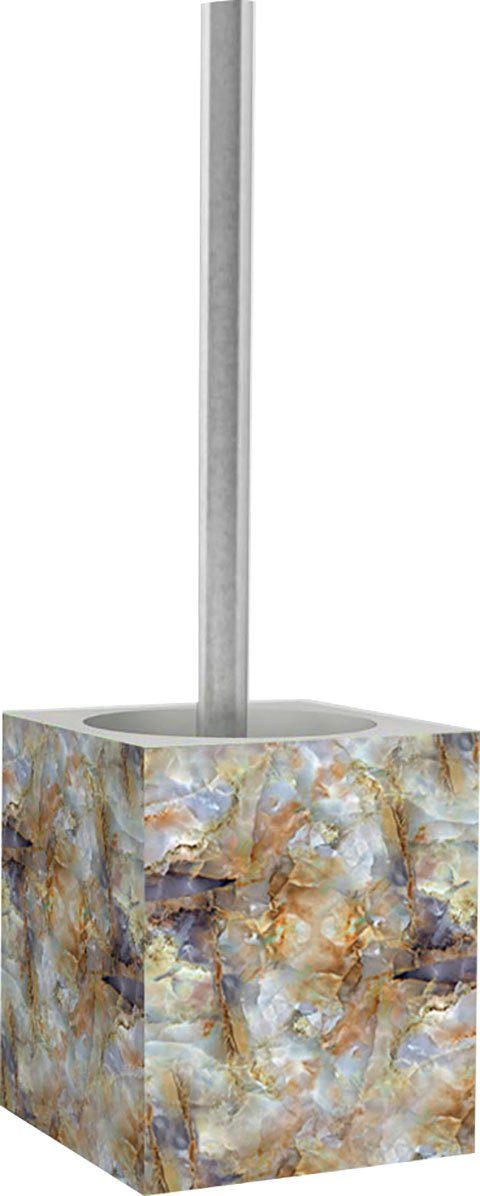 Sanilo WC-Garnitur Marmor (2-tlg), auswechlbarem kräftige Bürstenkopf Braun, Fliesen, Farben, mit