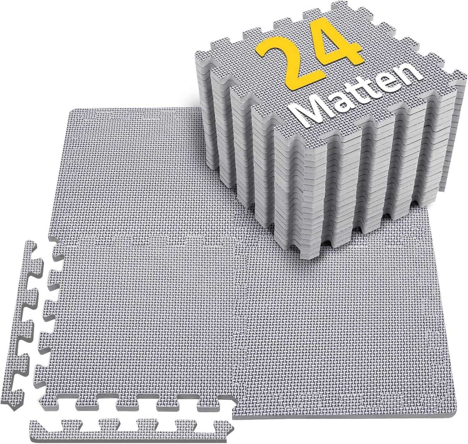 Büromöbel-Set Bodenschutzmatte Fitness Set 24 Puzzlematte Eva rutschfest Grau