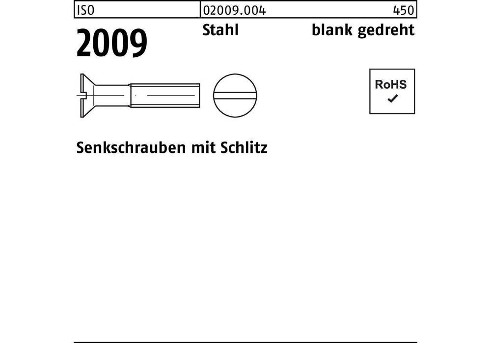 Senkschraube 1,4 gedreht 3 M 2009 x Stahl Senkschraube m.Schlitz ISO blank
