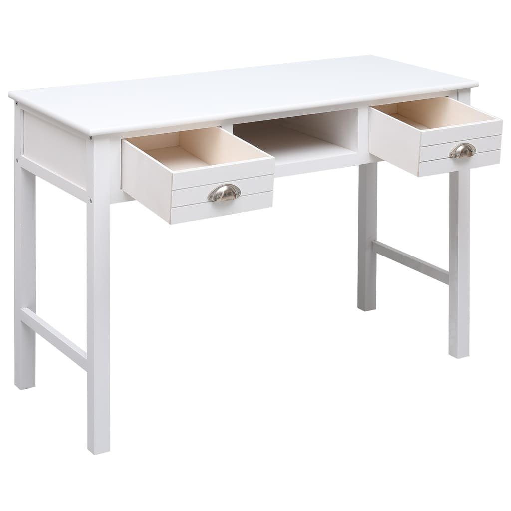 Schreibtisch Schreibtisch Massivholz 108x45x76 Paulownia cm Weiß vidaXL