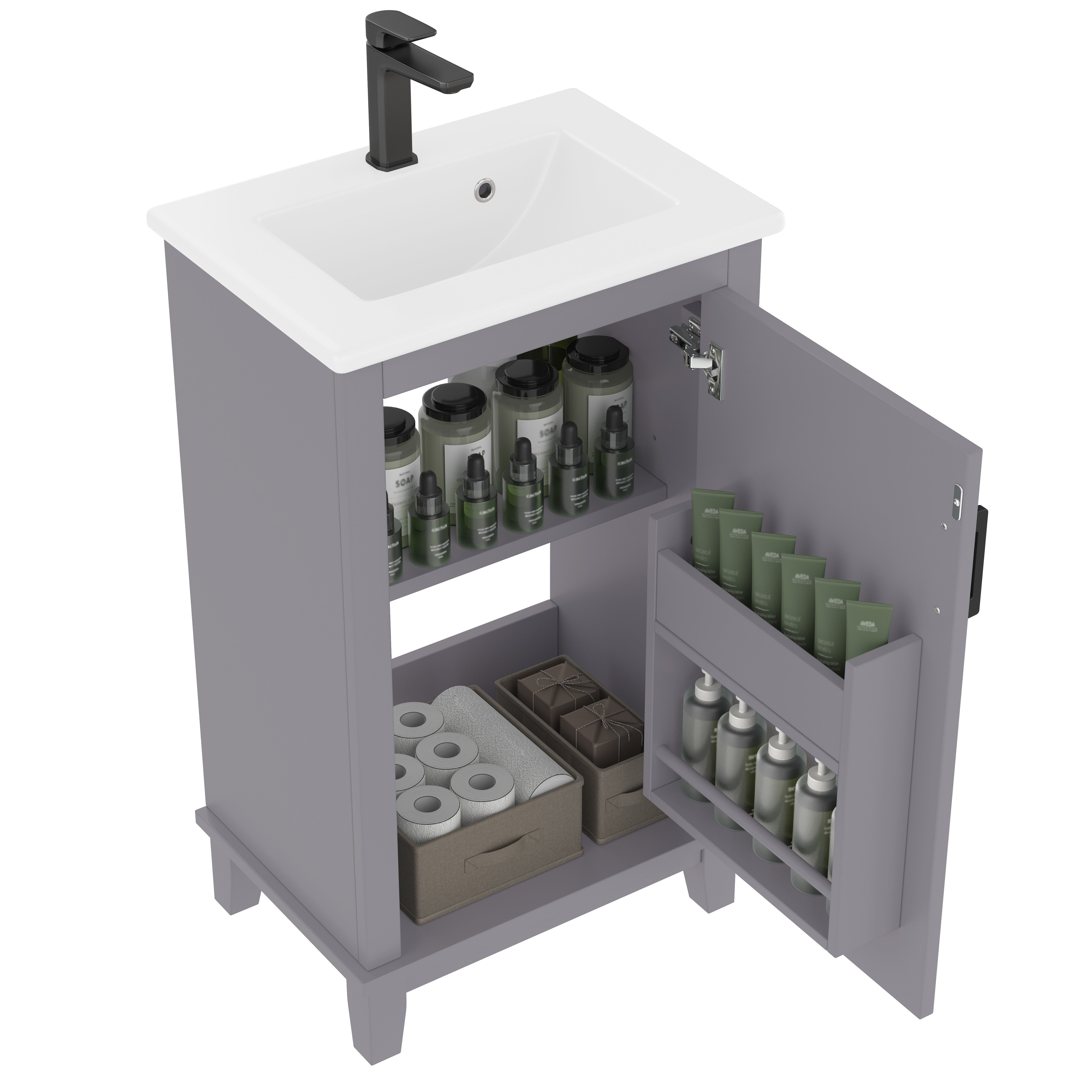 i@home Waschbeckenschrank Badezimmerschrank,Waschtisch, weiß/grau (Packung günstig online kaufen