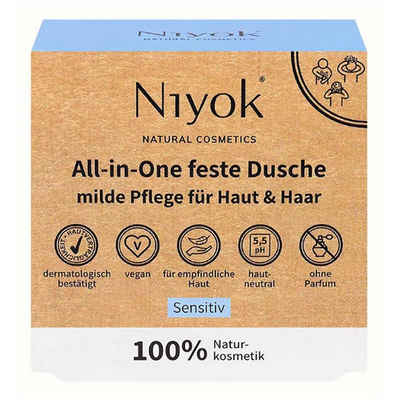 Niyok Feste Duschseife All-in-One feste Dusche Haut+Haar - Sensitiv 80g