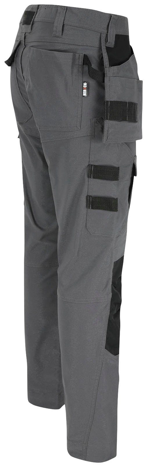 Herock Arbeitshose HEROCLES (Coolmax® Technologie) Multi-pocket, grau sehr Nageltaschen Stretch, feste robust