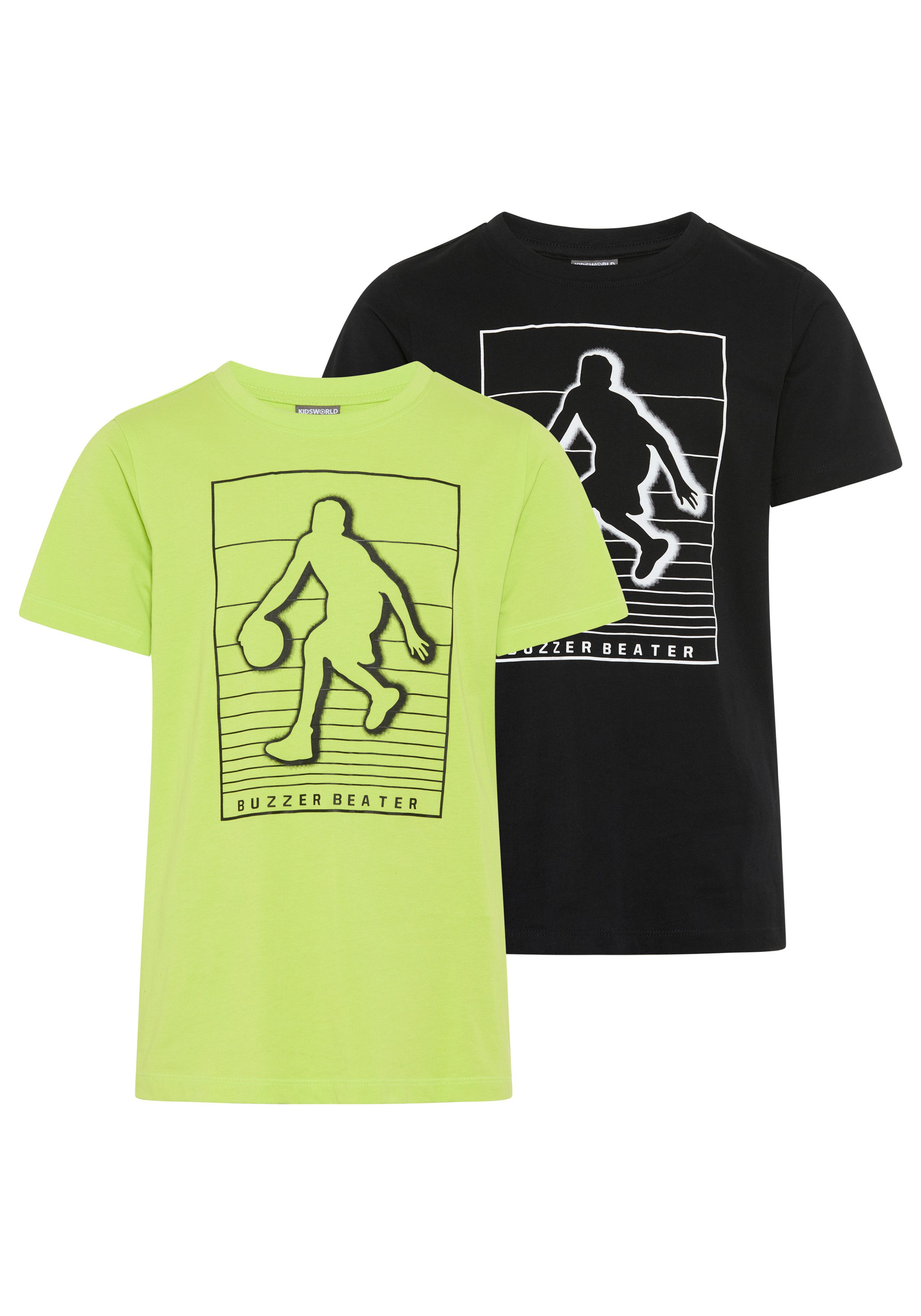 KIDSWORLD T-Shirt 2er Pack Shirts mit Basketball-Print (Packung, 2) sportlicher Stil, Kurzarm, bedruckt, aus Baumwolle