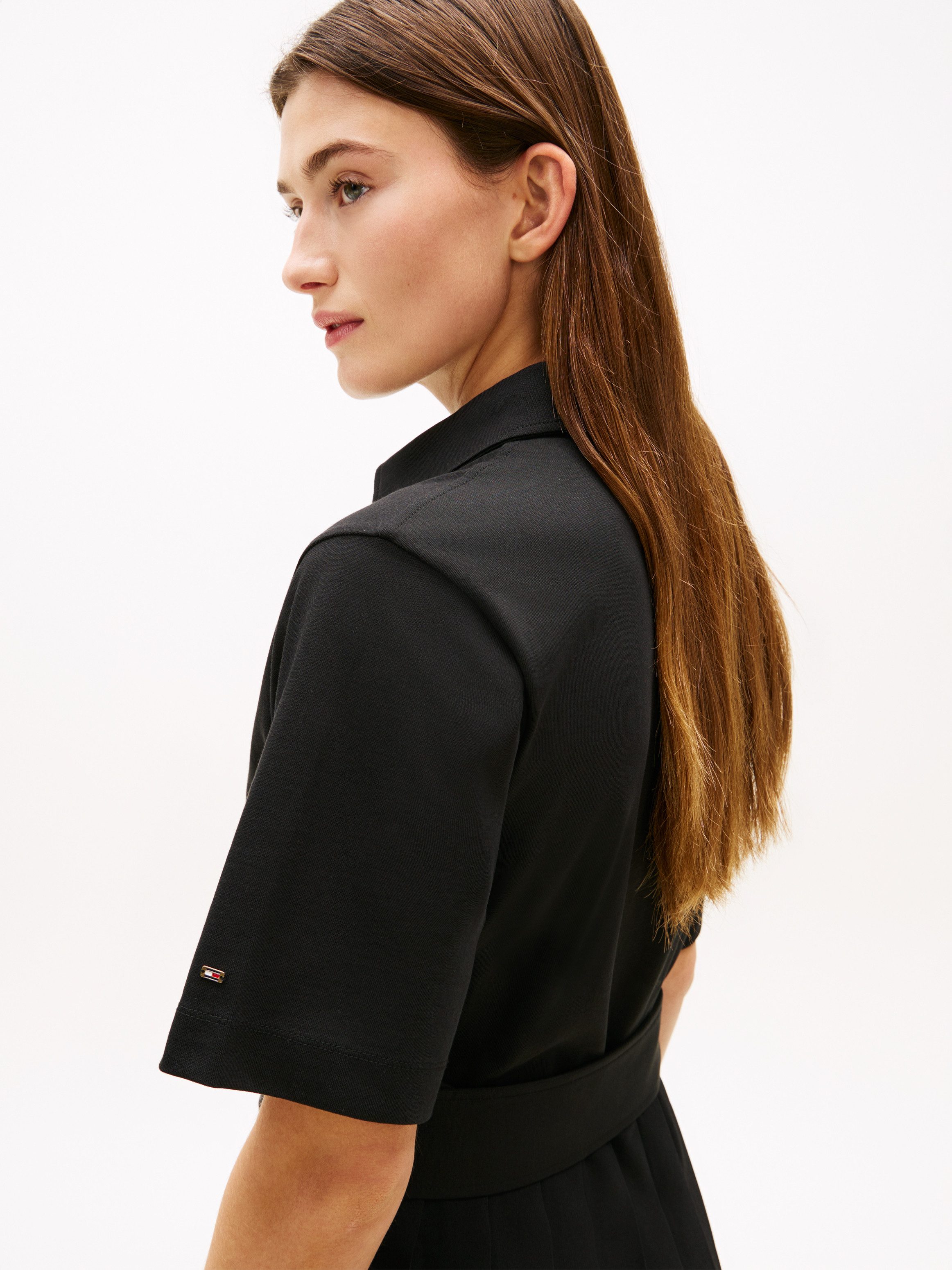Tommy Hilfiger Hemdblusenkleid GOLD BUTTON MIX MEDIA DRS mit Bindegürtel