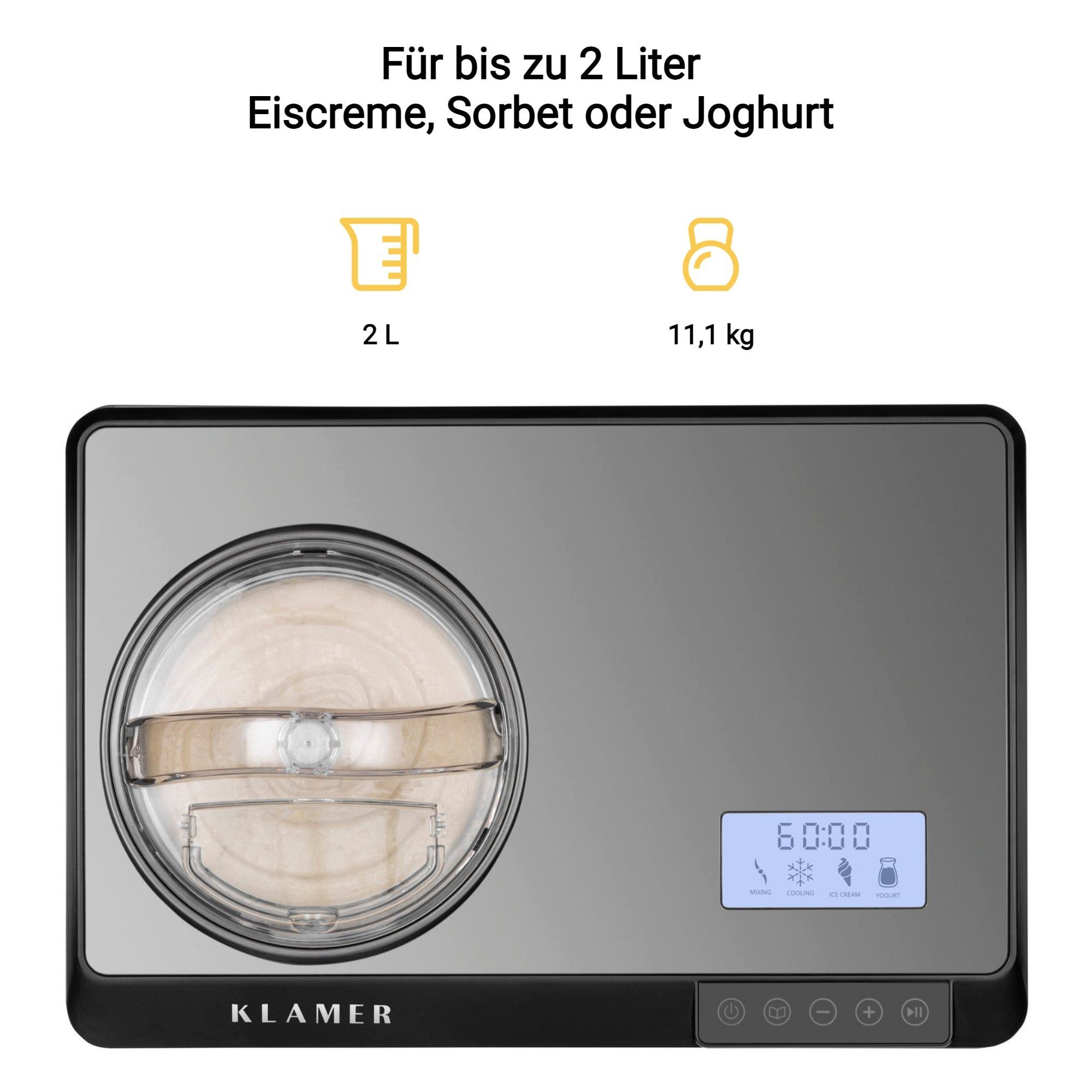 Eismaschine 2-in-1 Eiscrememaschi… W 2 Joghurtbereiter KLAMER & L, Eismaschine 180 KLAMER