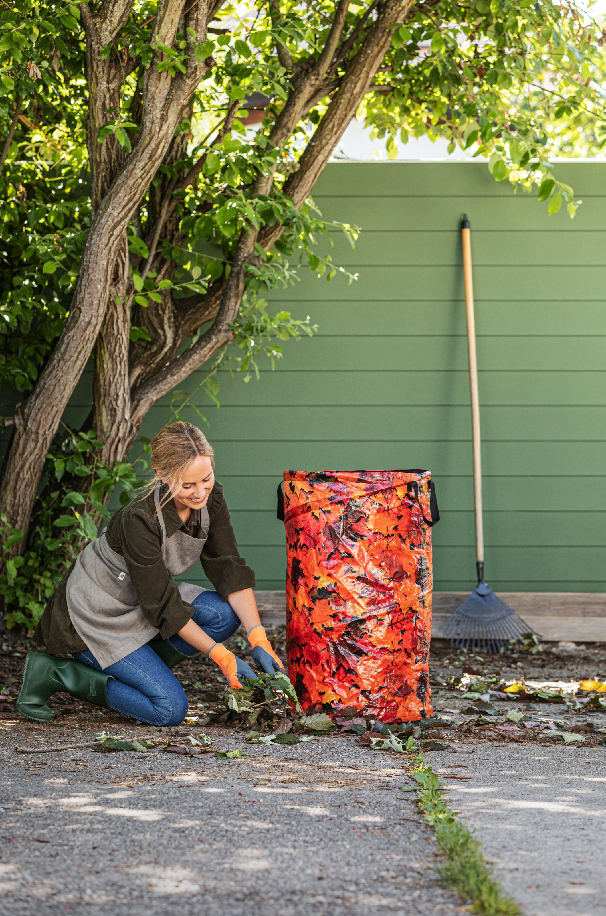 Dehner Gartensack Pop-Up Blätter, 120 l, Ø 44 cm, orange, 120 l